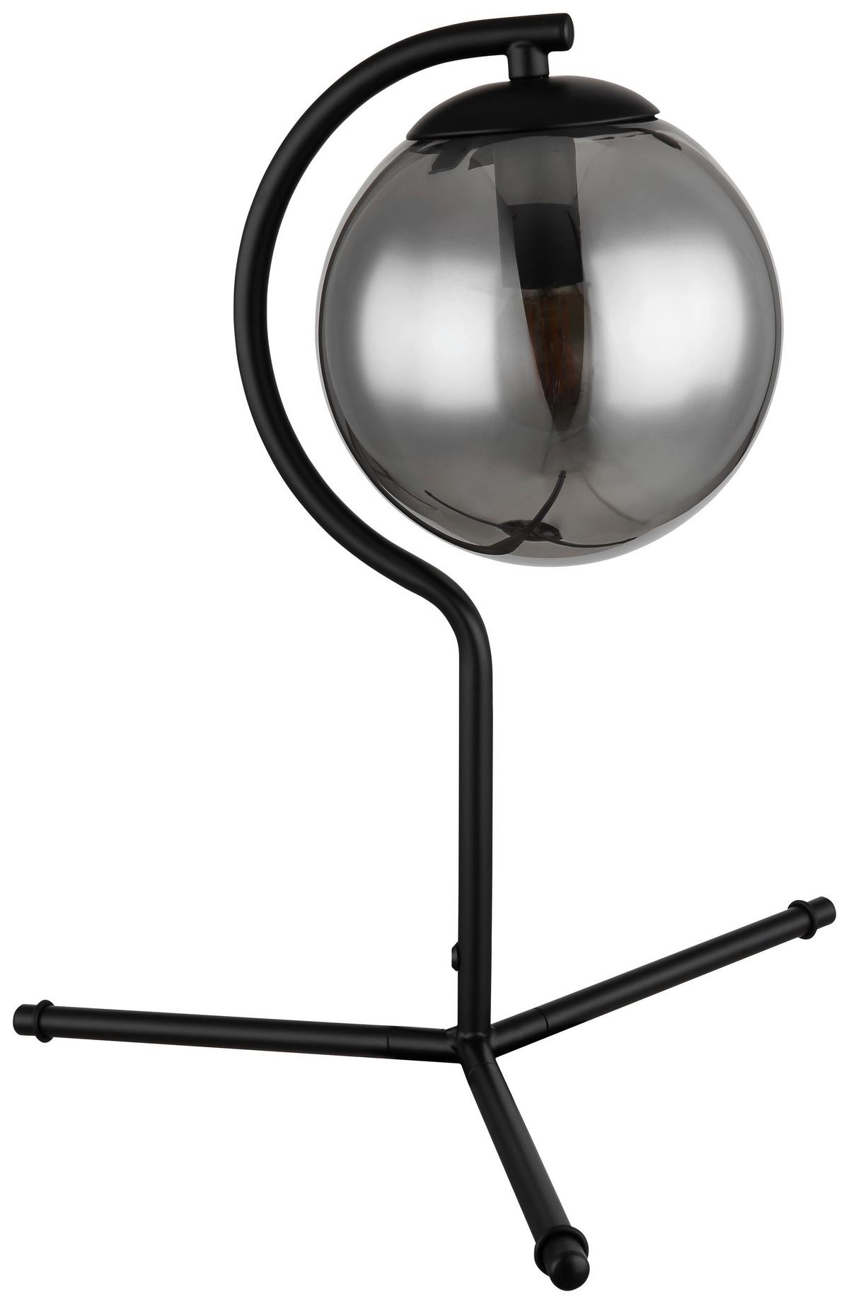 Tischlampe Porry Schwarz Mit Wippschalter - Schwarz, Basics, Glas/Metall (35/35cm) - Globo