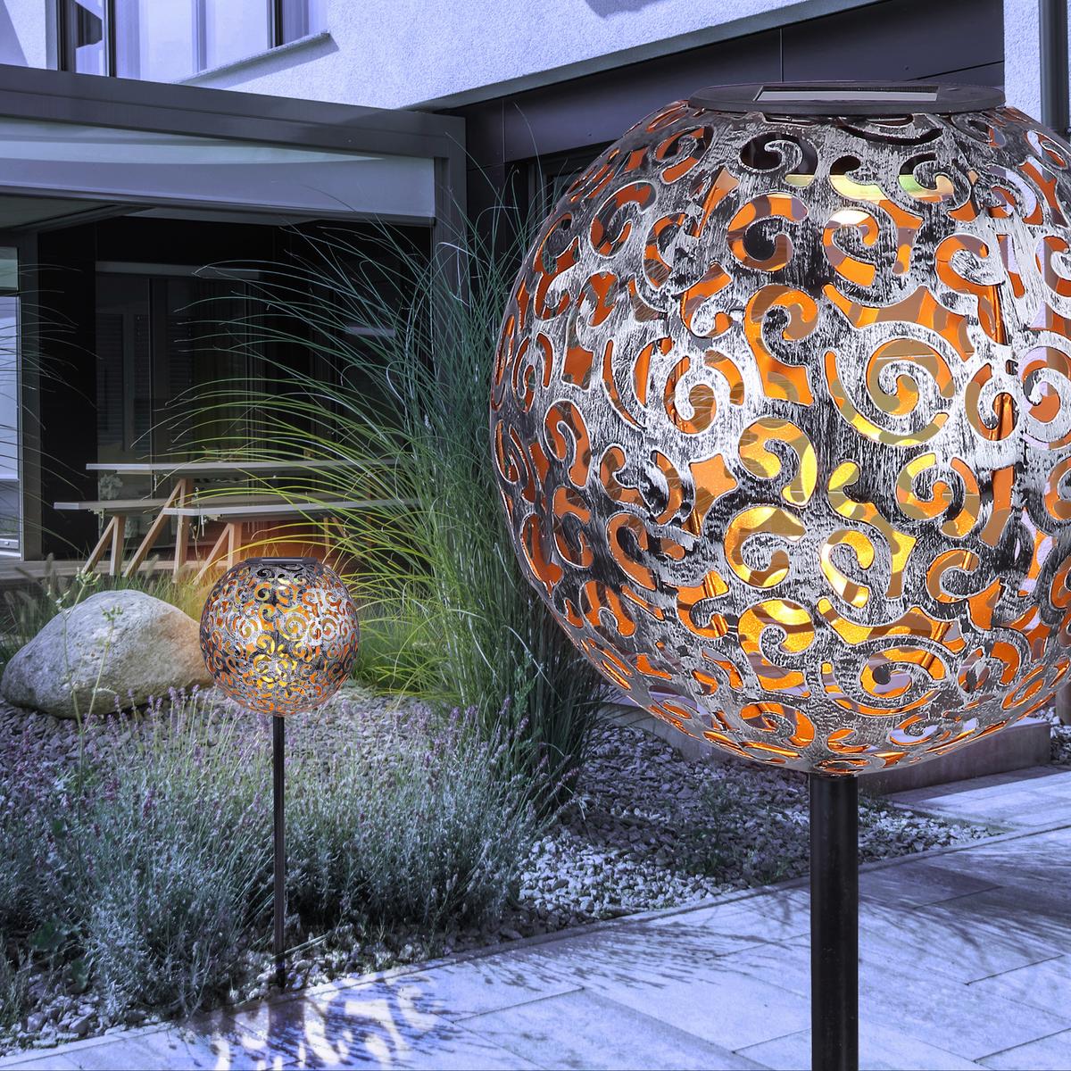 Solarleuchte Silber Solar 1xled Warmweiß H: 54 cm - Silberfarben/Schwarz, Basics, Metall (18,5/54cm) - Globo