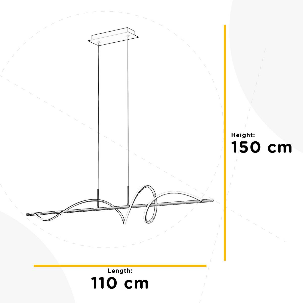 LED-Pendelleuchte Twist Schwarz L: 110 cm - Schwarz, Design, Metall (110/18/150cm)