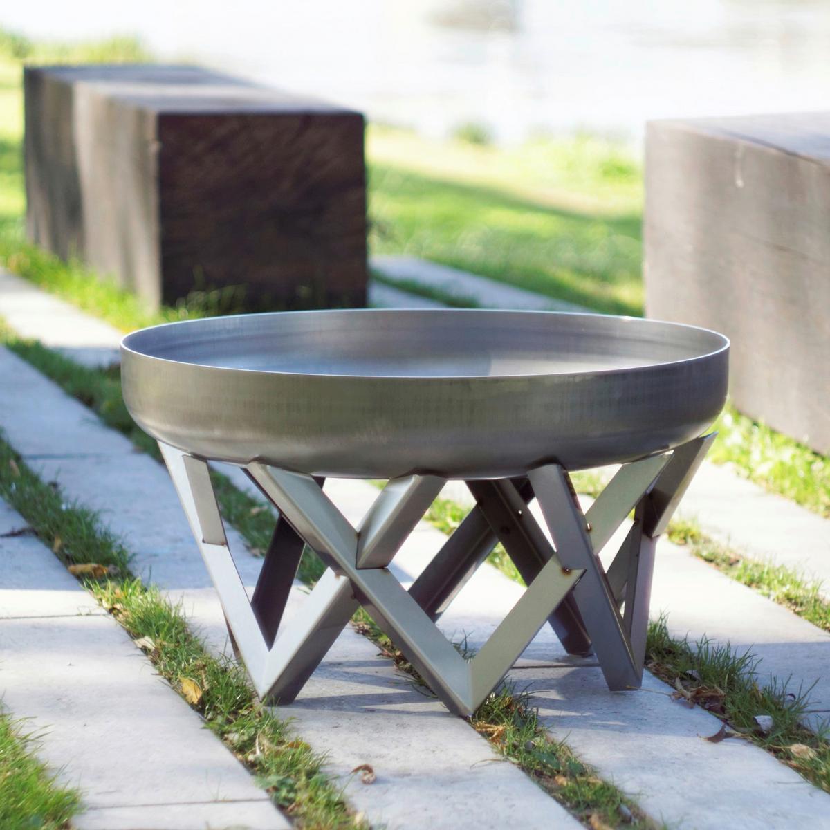 Feuerschale Ø ca. 45cm Venta L Abnehmbare Standfüße - Edelstahlfarben/Rostfarben, Basics, Metall (45/45/27cm)