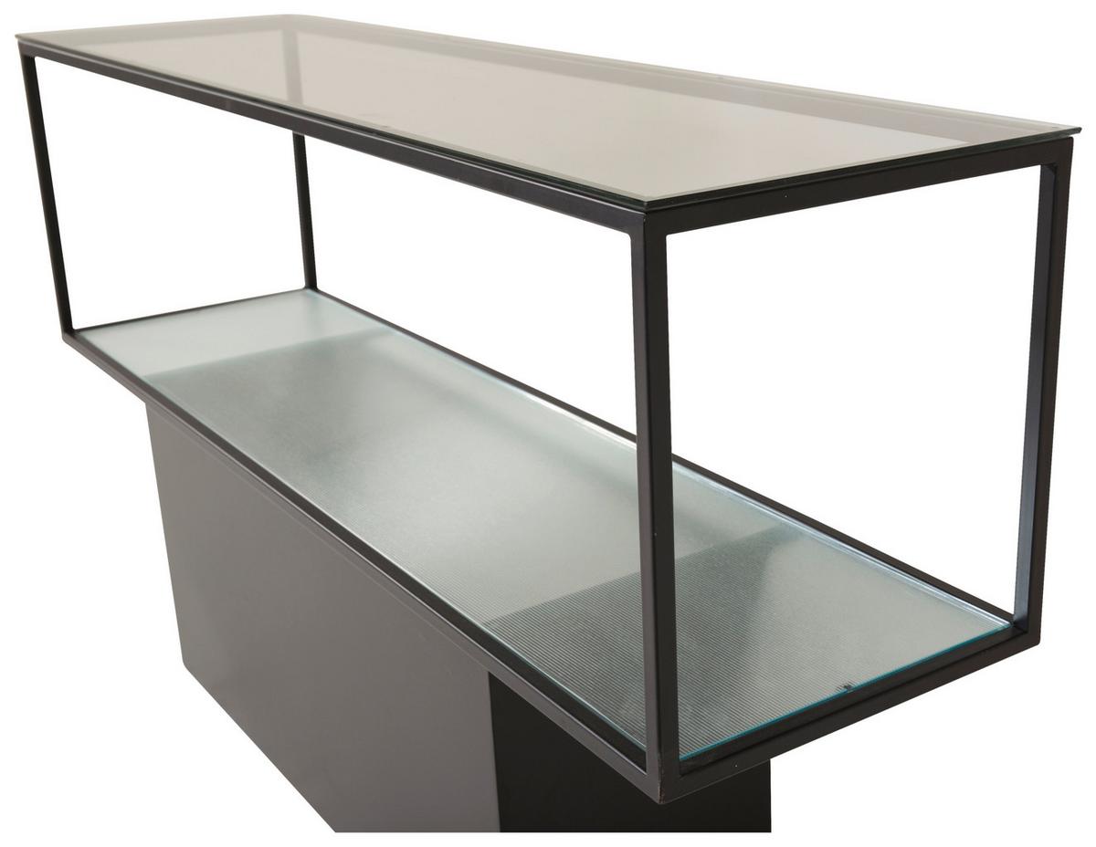 Bücherwand Maglehem - Schwarz, Design, Glas/Metall (130/35/74cm) - Livetastic