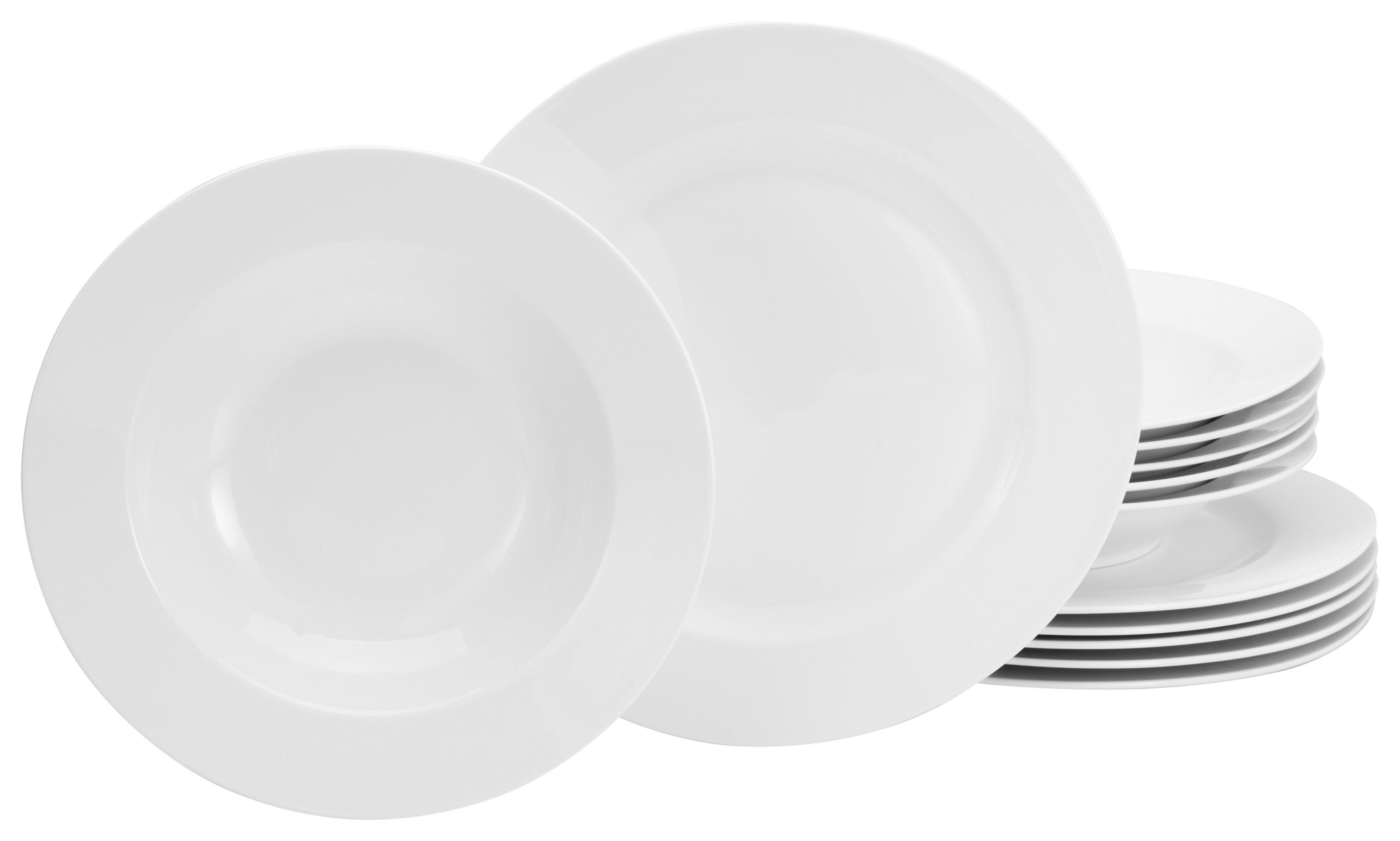 Tafelservice Porzellan 6 Personen Geschirr Set - Weiß, Basics, Keramik - Creatable