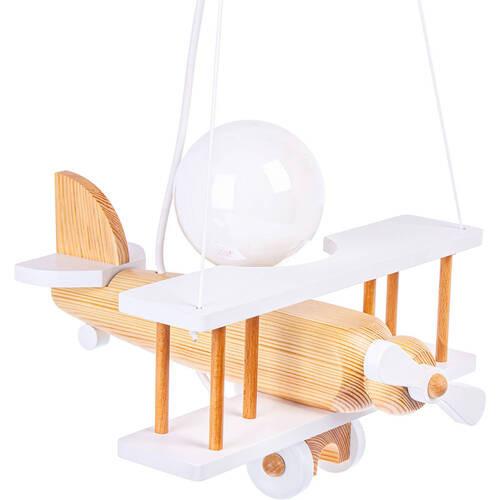 Kindehängeleuchte Flugzeug H: 75 cm 1-Flammig - Weiß/Naturfarben, Basics, Holz (29/31/75cm)