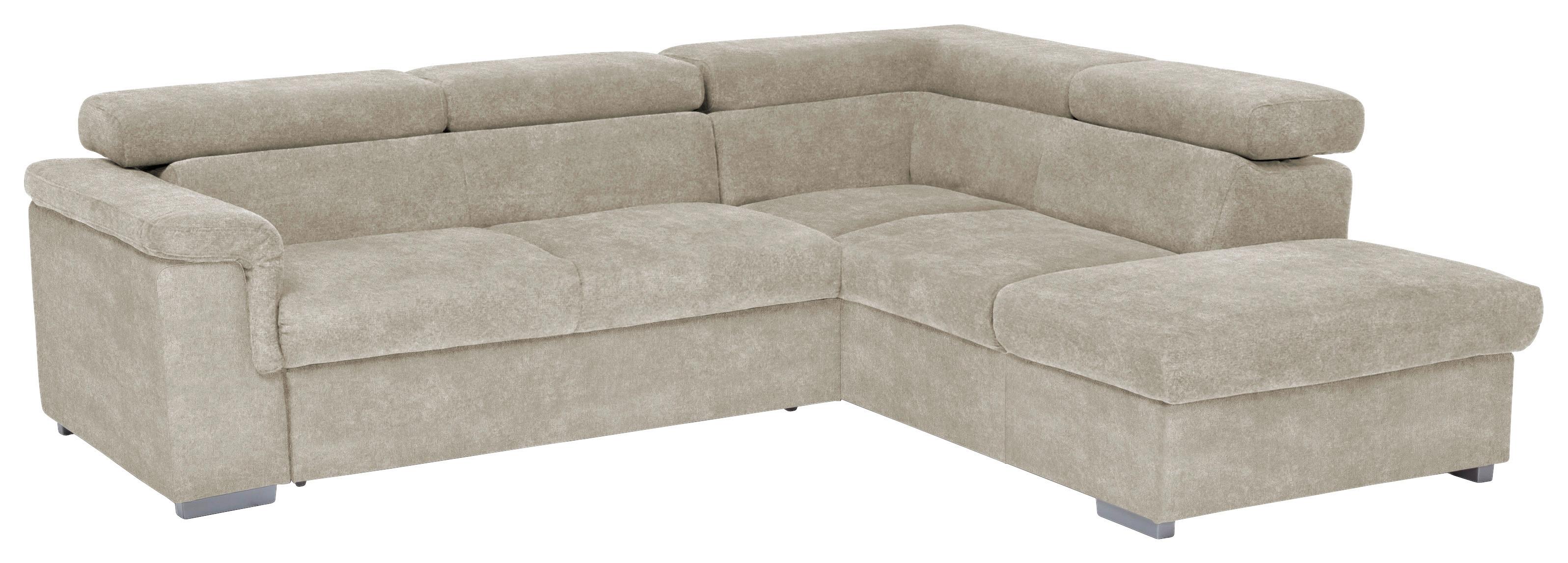 Sedací souprava MILLA platinum pravý roh - béžová, Basics, dřevo/textil (252/217cm)