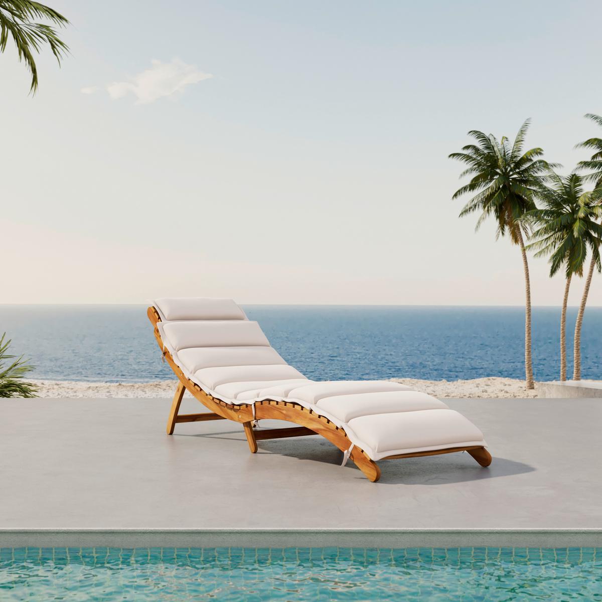 Záhradní lehátko BORA béžová - béžová, Moderní, dřevo/textil (180/54/62cm) - Bessagi Garden