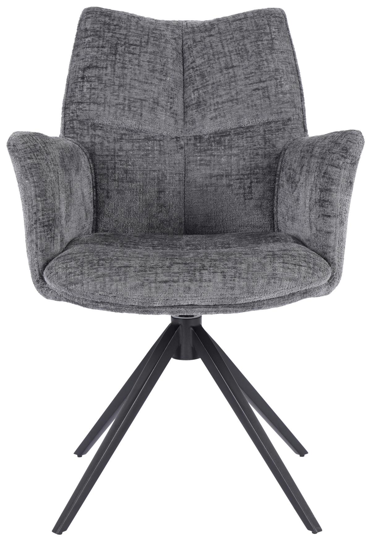 Otočná stolička s podrúčkami LUCIA tm.sivá - čierna/grafitová, Lifestyle, kov/textil (62/90/64cm) - Premium Living