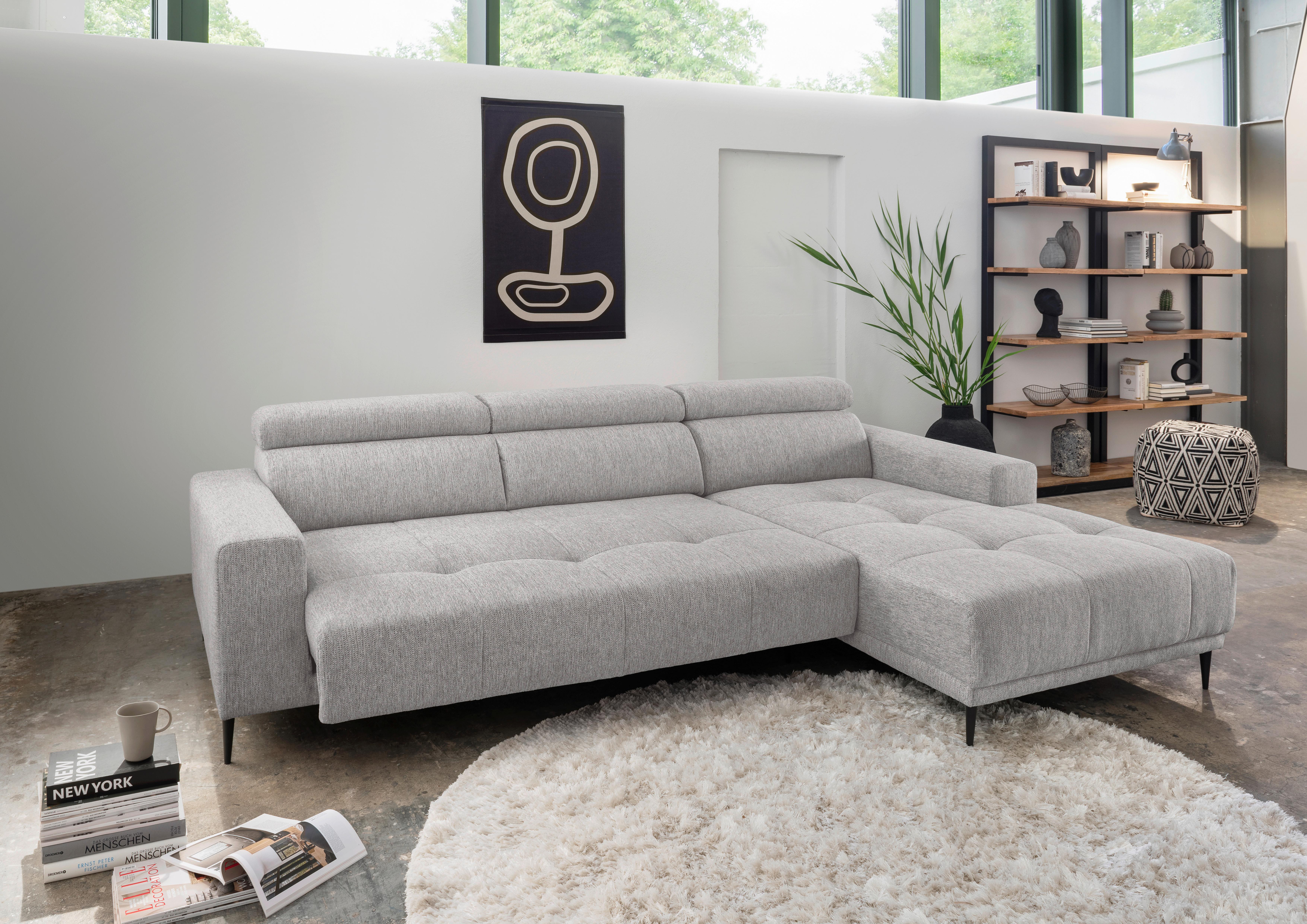 Ecksofa Intera, Grau S: 276x188 Cm - Schwarz/Grau, KONVENTIONELL, Textil (276/188cm) - Livetastic