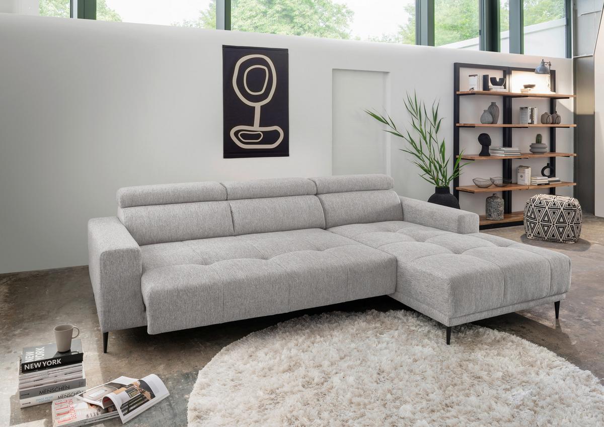 Ecksofa Intera, Grau S: 276x188 Cm - Schwarz/Grau, KONVENTIONELL, Textil (276/188cm) - Livetastic