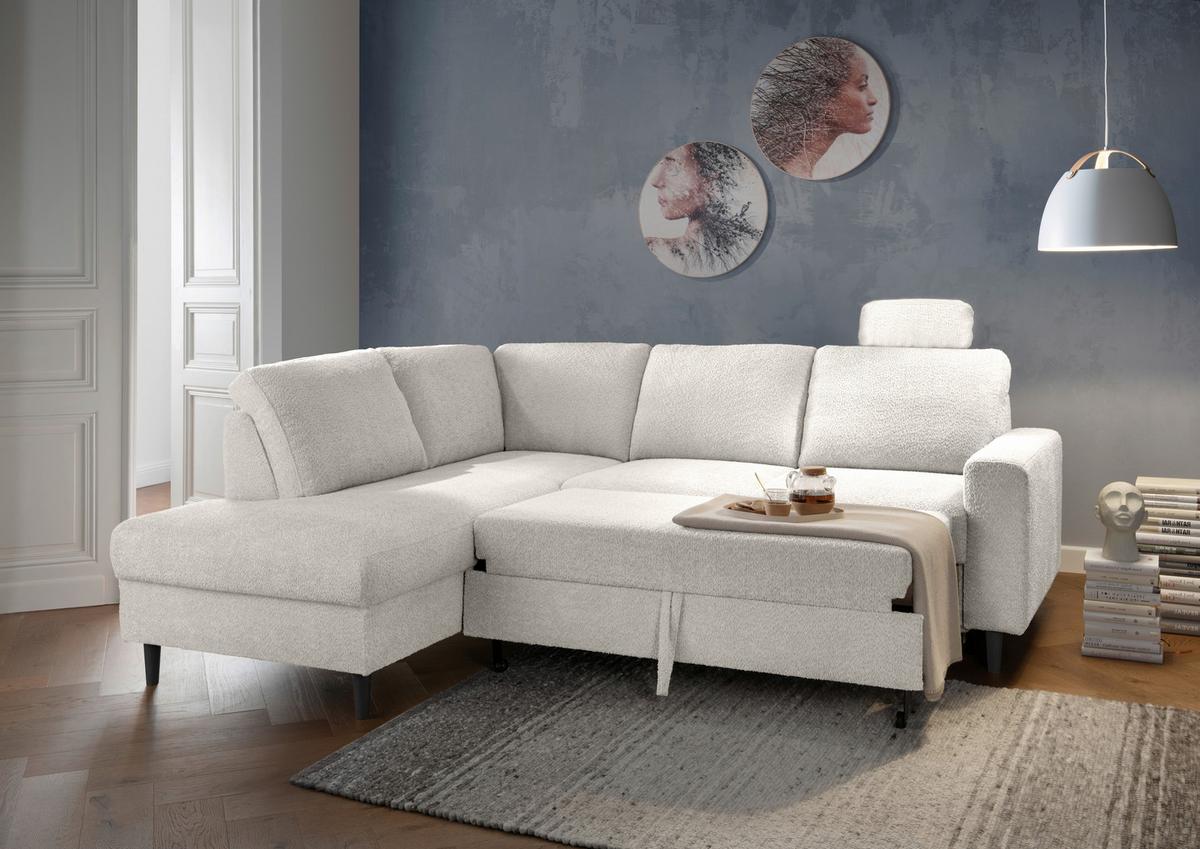 Eckschlafsofa Passione, Weiß S: 200x242 Cm - Schwarz/Weiß, MODERN, Textil (200/242cm) - Livetastic