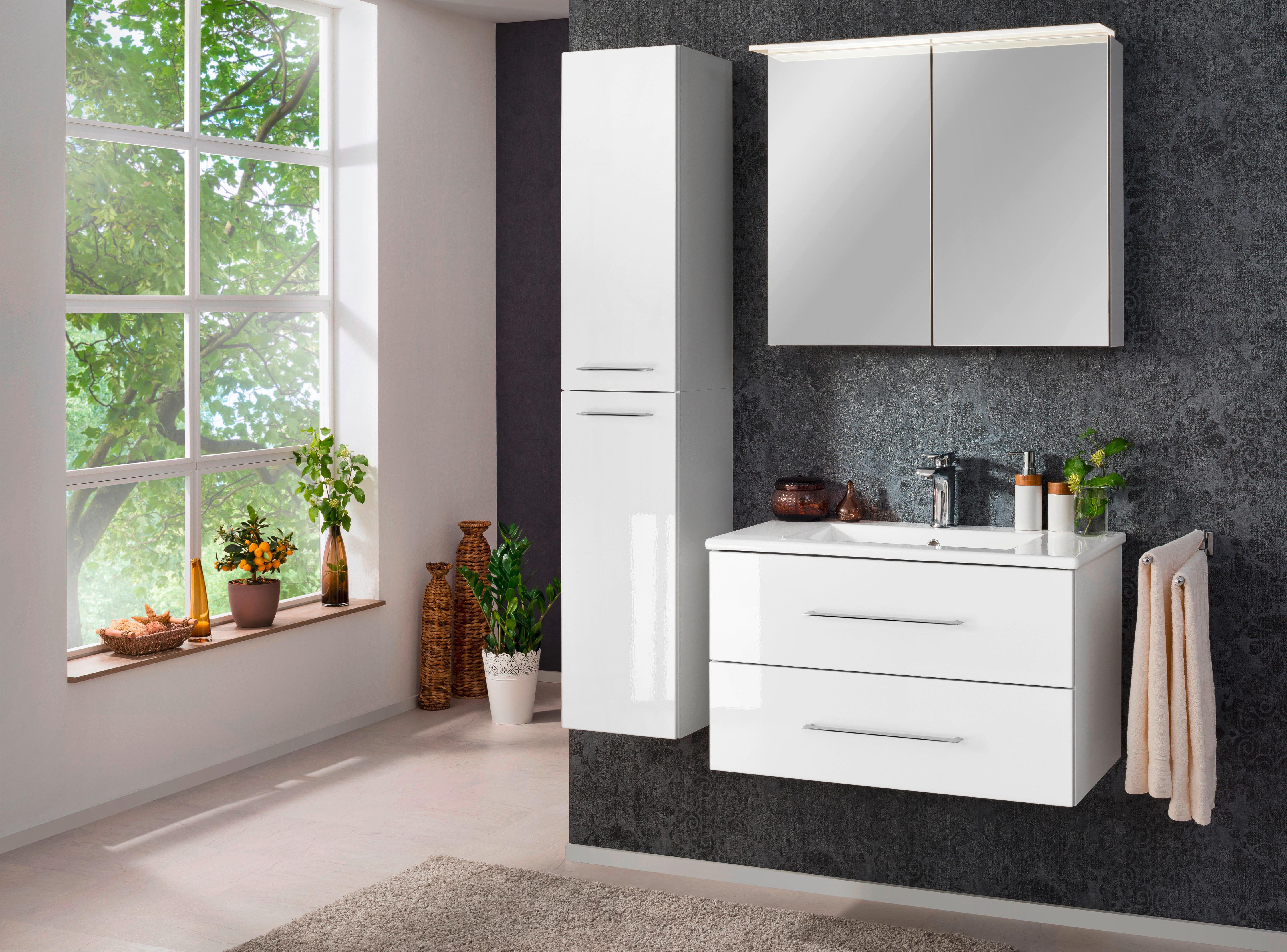 Spiegelschrank B.perfekt + Led 2-Türig 80x69,5x23,5 cm Weiß - Weiß, MODERN, Glas/Holzwerkstoff (80/69,5/23,5cm) - MID.YOU