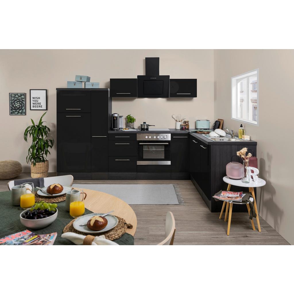 Eckküche Rp290esc mit Geräten 290x200 cm Schwarz