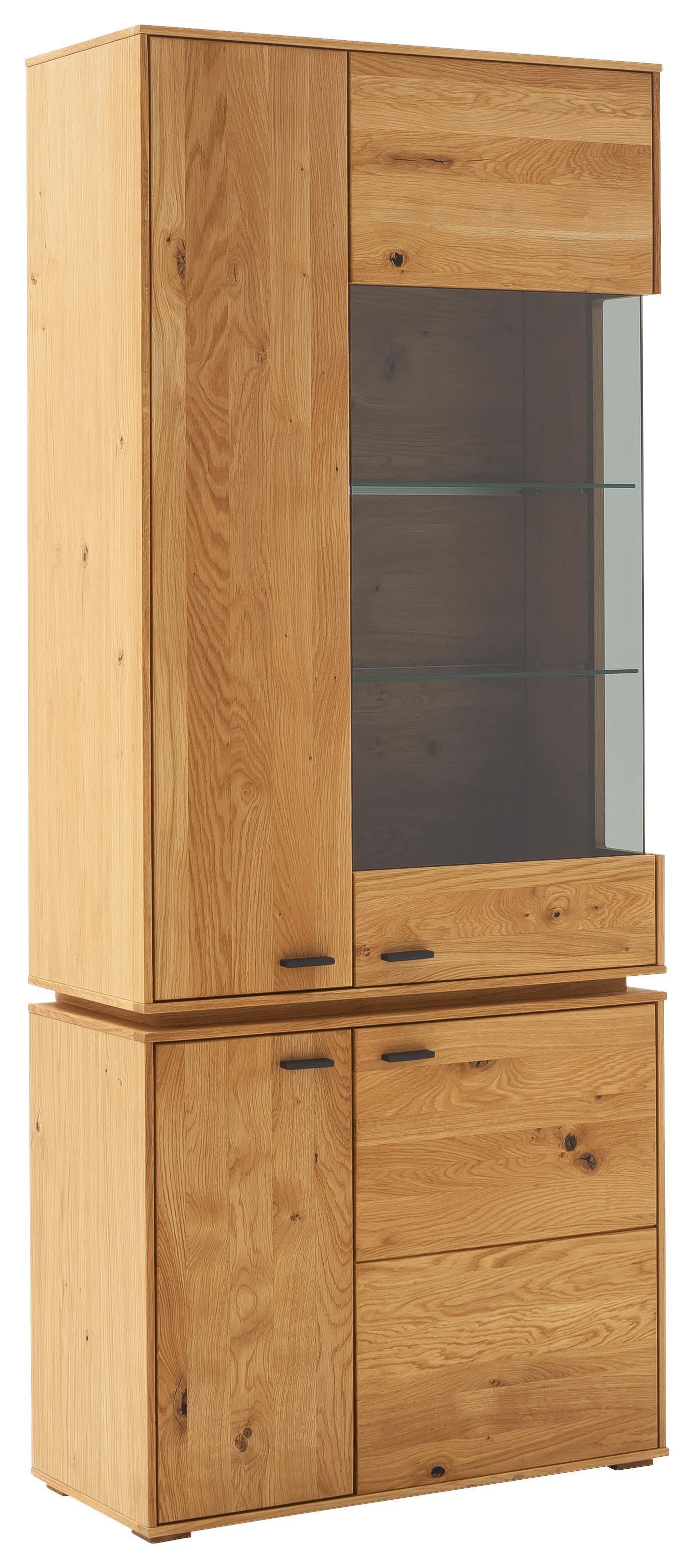 Vitrine Como B: 83 cm mit Beleuchtung Eichefarben - Wildeiche, Natur, Glas/Holz (83/202/38cm) - MID.YOU