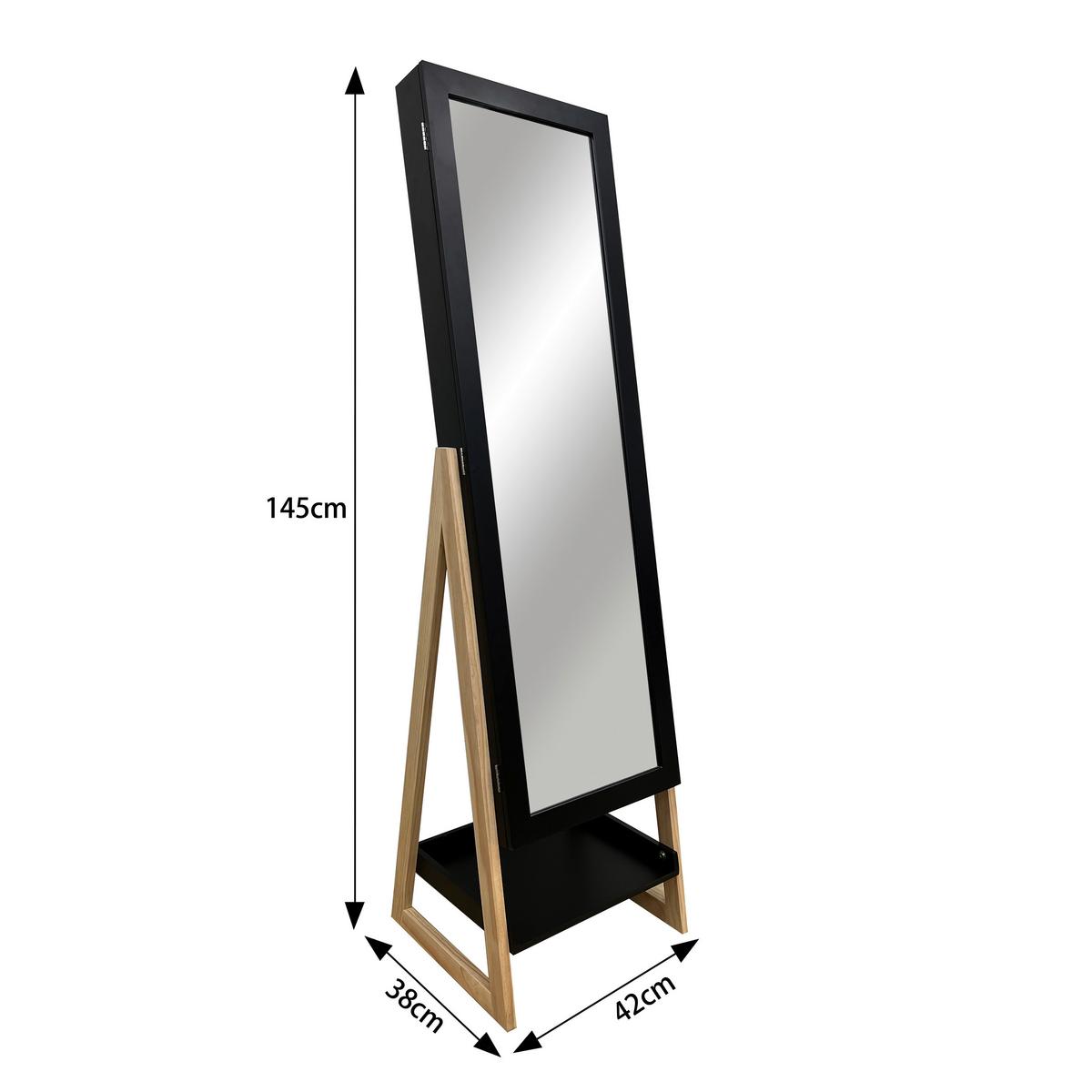 SKRINKA NA ŠPERKY VIOLA -EXKLUSIV- - čierna/prírodná farba, Modern, kov/drevo (42/145/38cm) - Mömax