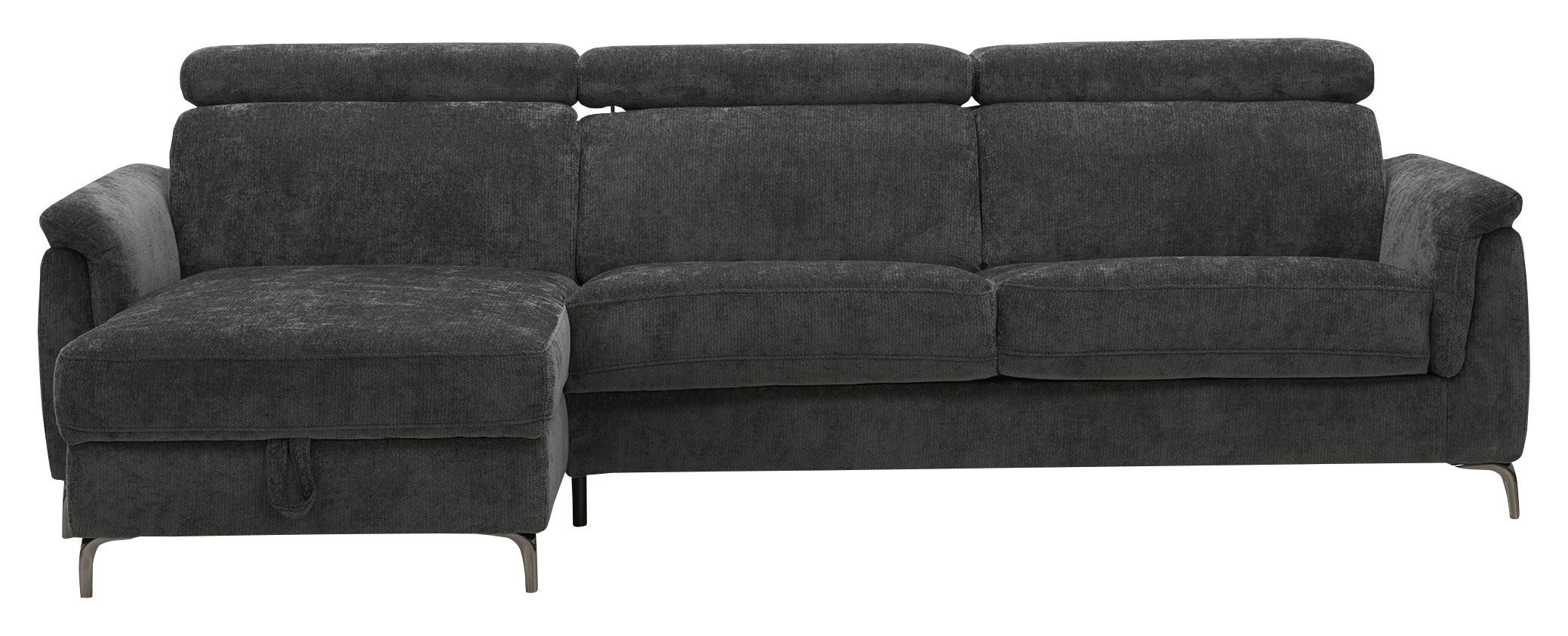 Rohová sedačka POLLA L, ľavá, antracitová, matrac z pam.peny - čierna/antracitová, Basics, kov/drevo (111/281cm)