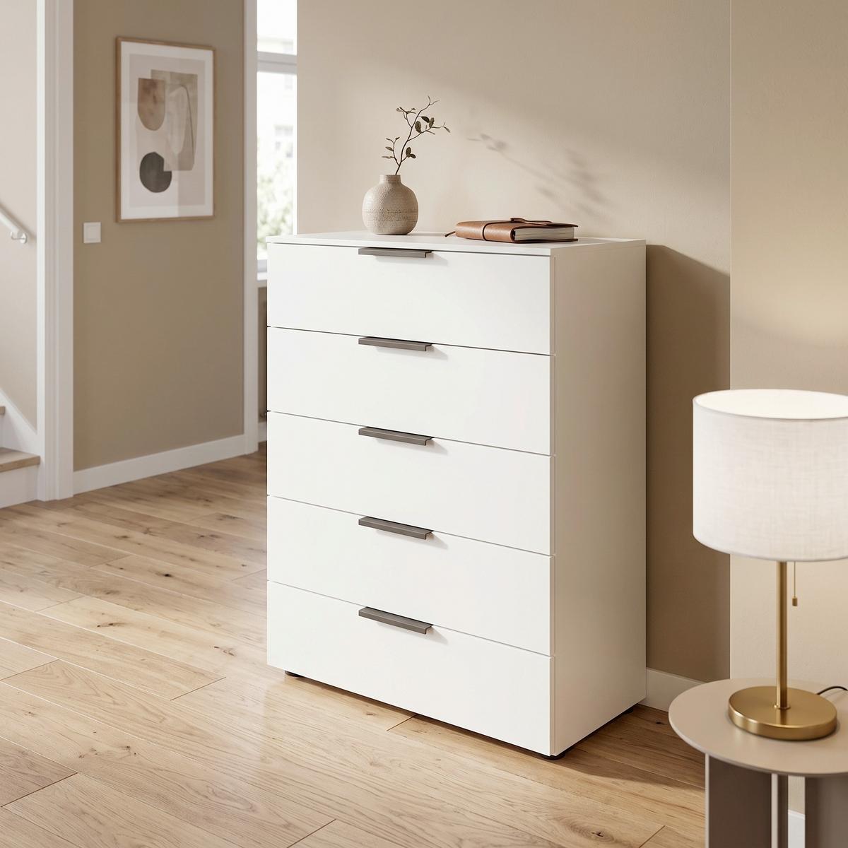 Kommode 80 cm Flipp Weiß/Graphitfarben - Schwarz/Graphitfarben, MODERN, Holzwerkstoff (80/100/42cm) - Rauch Möbel