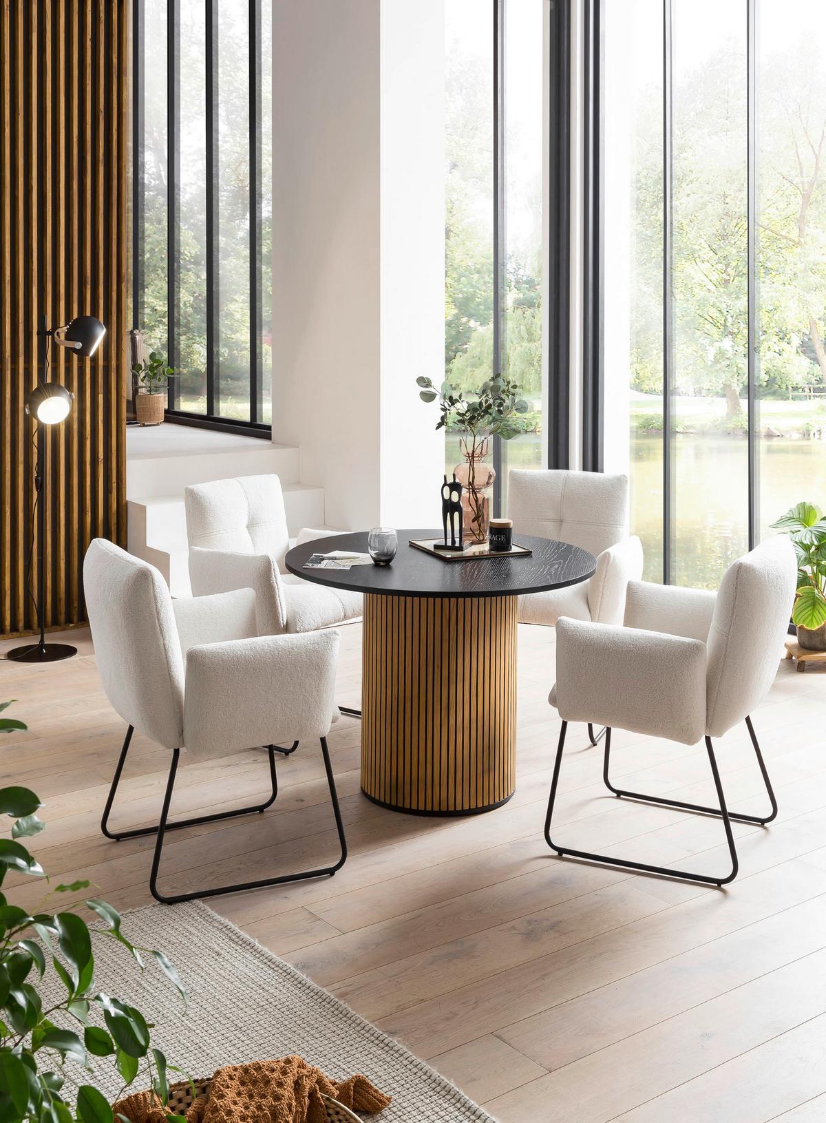 Esstisch Naturfarben/schwarz B: 120 Cm - Schwarz/Naturfarben, MODERN, Holz/Holzwerkstoff (120/120/75cm) - Livetastic