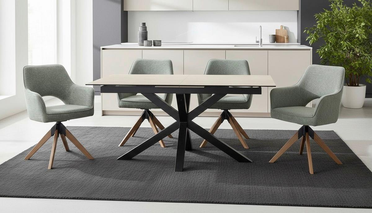 Esstisch Lotus Schwarz/Beige L: 168-210 cm - Beige/Schwarz, MODERN, Glas/Keramik (168-210/90/76cm) - MID.YOU