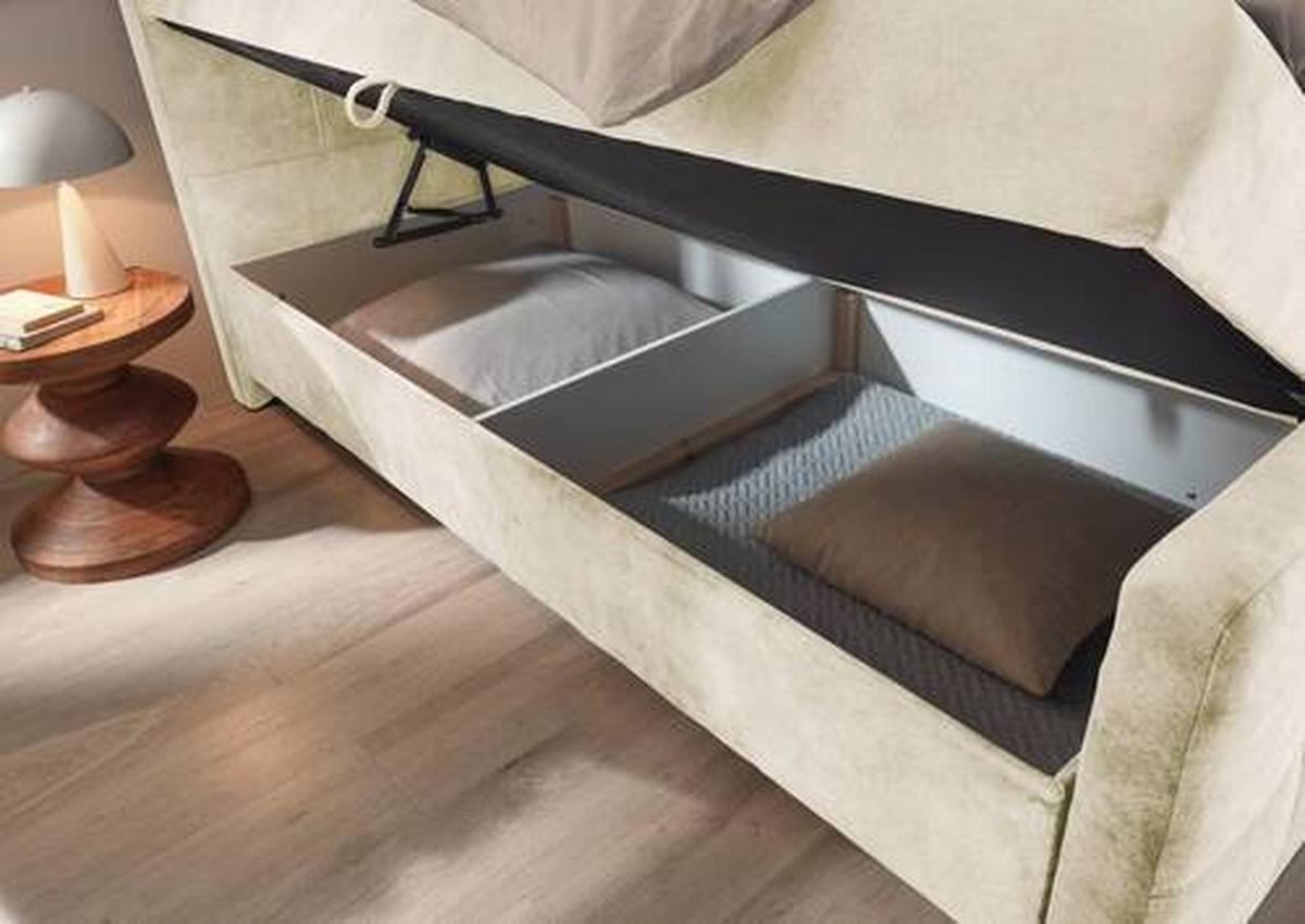 Boxbett Valetta 6 - Creme/Schwarz, MODERN, Holzwerkstoff/Textil (180/200cm) - MID.YOU