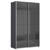 Tolóajtós Szekrény Feldkirch 136/229 Cm - magasfényű antracit/antracit, Modern, faalapú anyag/Üveg (136/229/62cm)