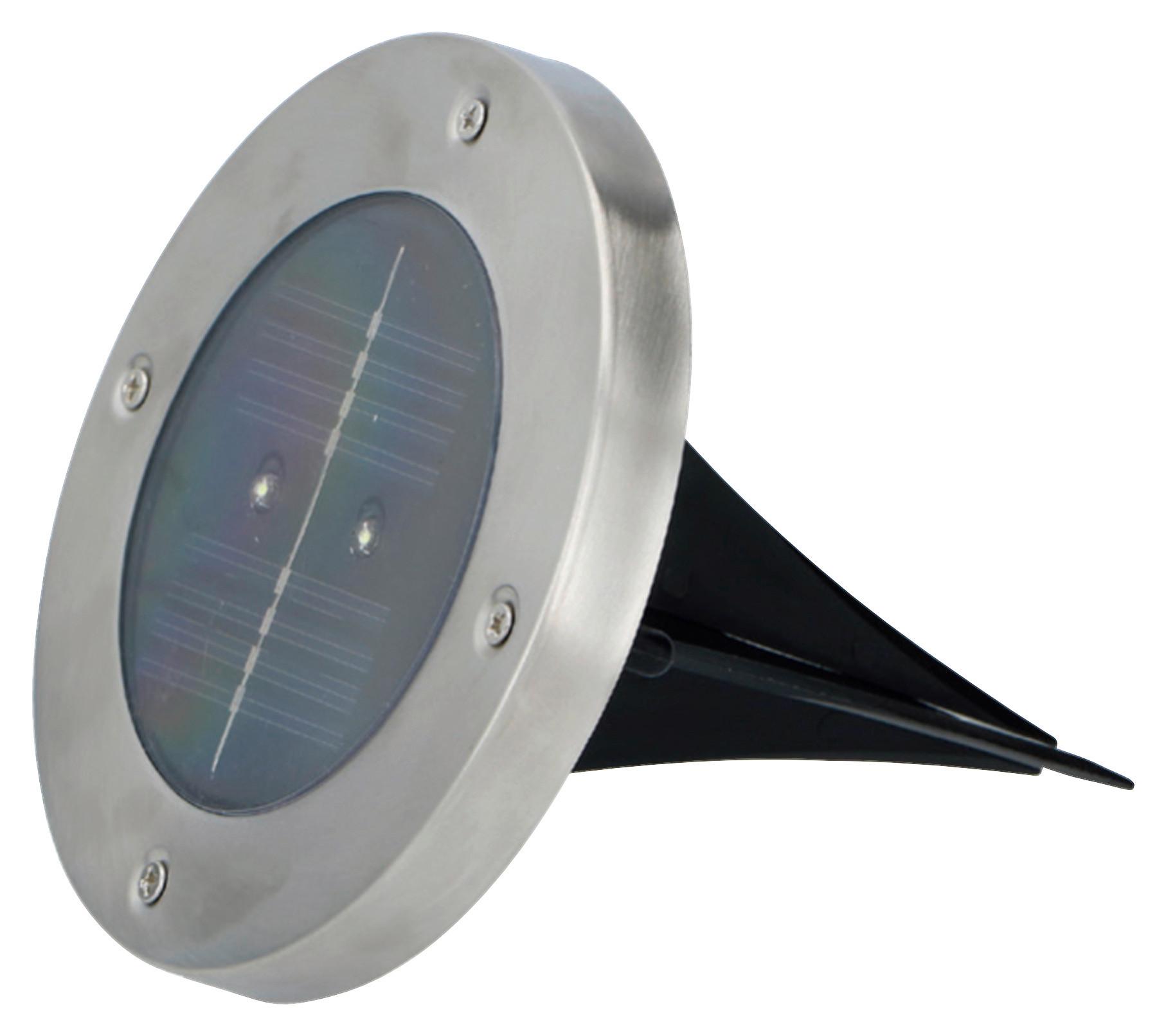 4 X Solarleuchte mit Erdspieß Saskia 2x Kaltweiß H: 13cm - Edelstahlfarben, KONVENTIONELL, Metall (12/12/13cm) - Homezone