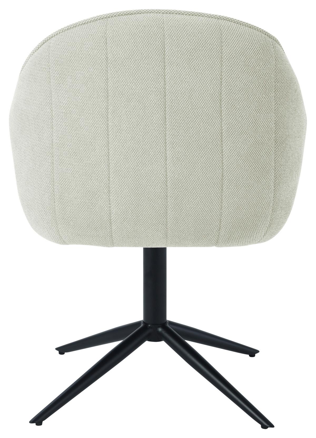 Armlehnstuhl Amara Leinenoptik Beige, B: 60 cm - Beige/Schwarz, KONVENTIONELL, Holz/Textil (60/81/62cm) - MID.YOU