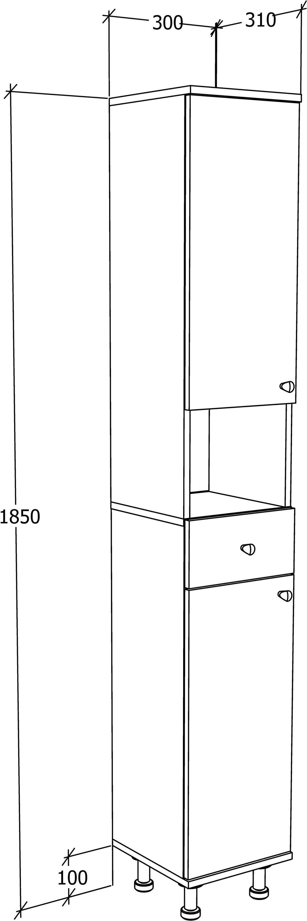 Hochschrank Nilosi - Honigeiche/Silberfarben, MODERN, Holzwerkstoff (30/185/31cm) - MID.YOU
