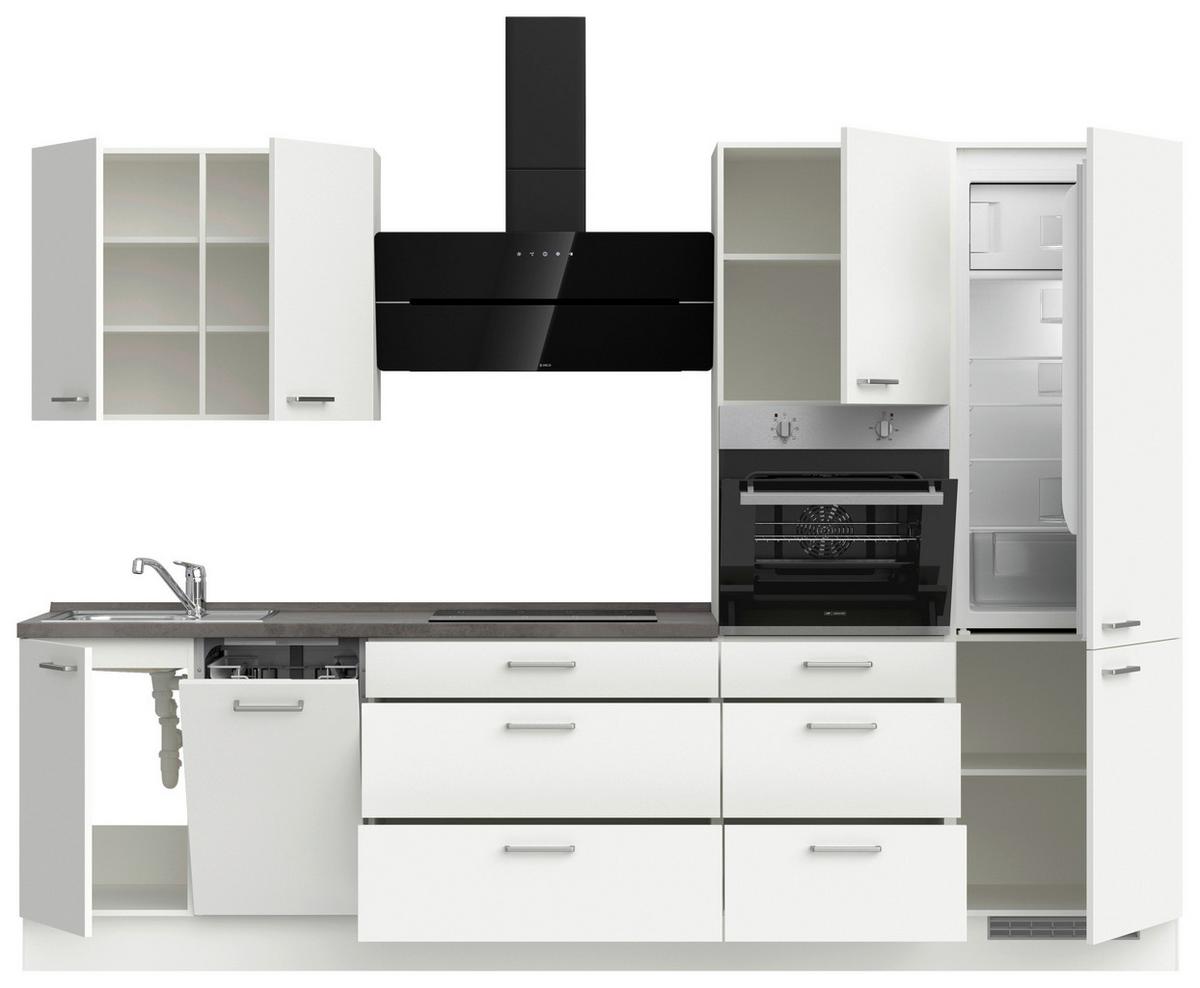 KÜCHENLEERBLOCK TOUCH HIGH - LINE, H4 RECHTS - Weiß/Grau, MODERN, Holzwerkstoff (300cm) - Nobilia