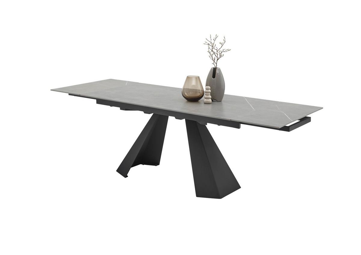 Esstisch Mitch - Hellgrau/Schwarz, MODERN, Keramik/Metall (160-240/90/76cm) - MID.YOU