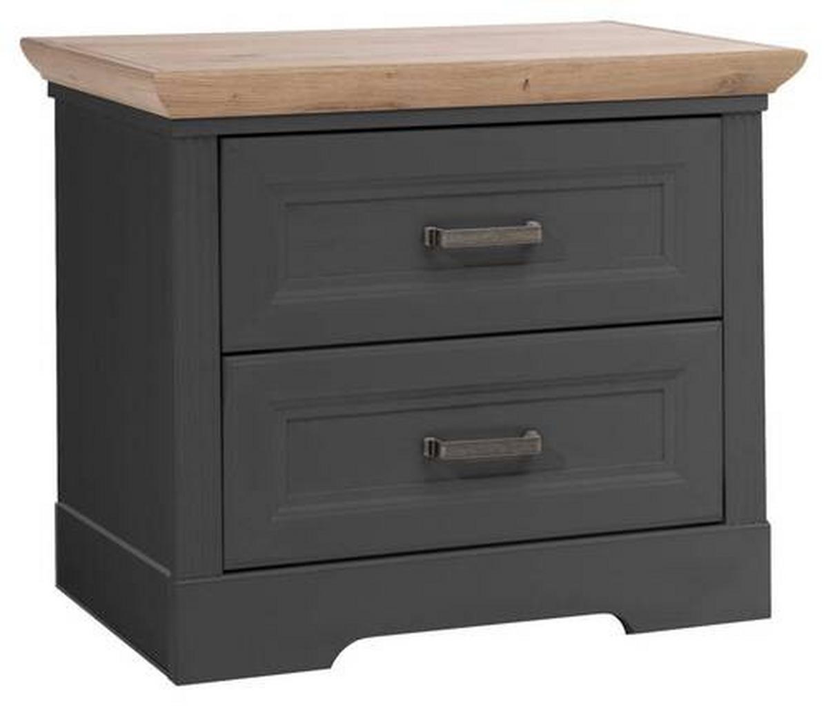 Nachkästchen Graphit/eiche H: 54 Cm Jasmin Ii - Schwarz/Graphitfarben, LIFESTYLE, Holzwerkstoff (64kg)