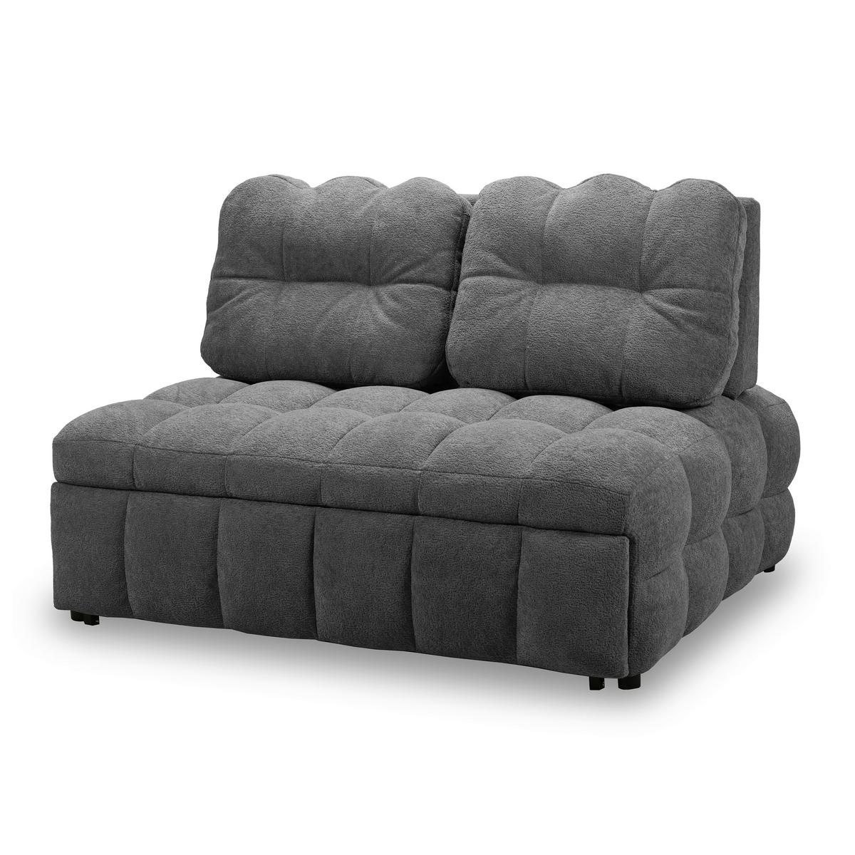 Rozkládací pohovka LIARA, tmavě šedá, 2-dílná sada - černá/tmavě šedá, Moderní, kov/dřevo (137/87/110cm) - Bessagi Home