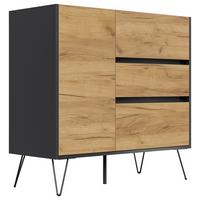 Sideboard Posseik Industrial Graphitfarben/Eichef. B: 99 cm - Elfenbein/Eichefarben, Design, Holzwerkstoff (99/93,6/42cm) - P & B