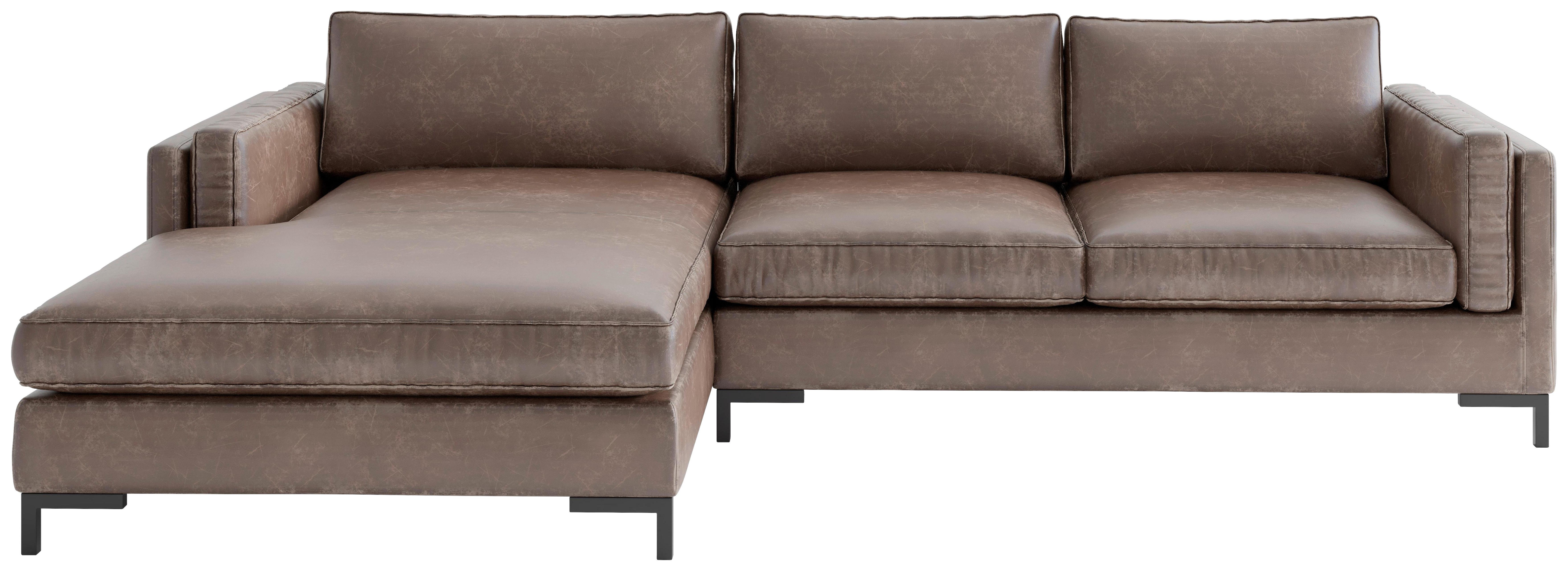 Ecksofa Packo Rotbraun S: 160x265 Cm - Rotbraun/Schwarz, Design, Textil (160/265cm) - Livetastic