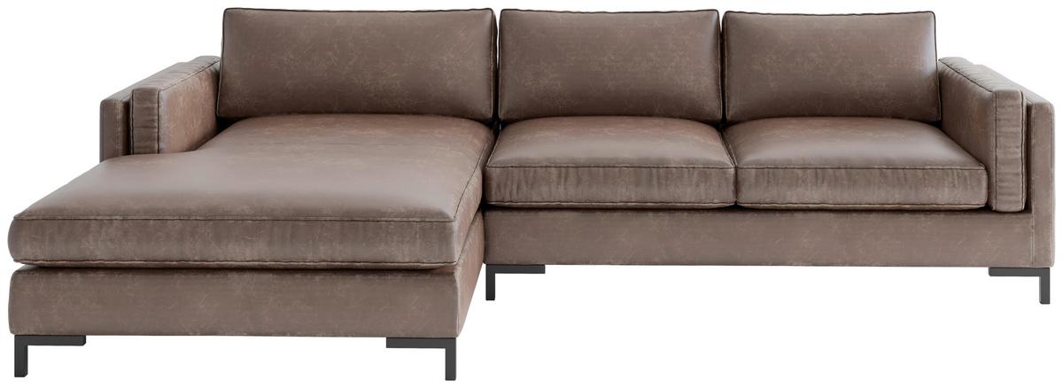 Ecksofa Packo Rotbraun S: 160x265 cm - Rotbraun/Schwarz, Design, Textil (160/265cm) - Livetastic