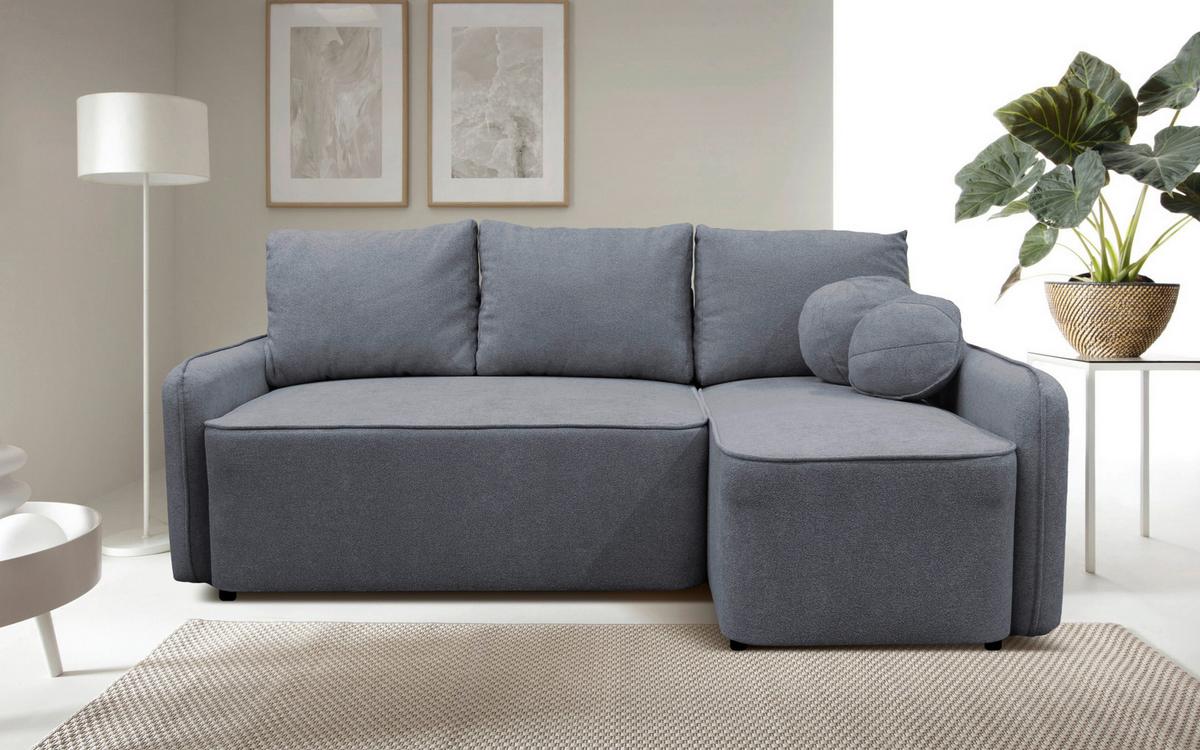Ecksofa Fancy Grau 209x143 cm - Schwarz/Grau, Design, Textil (209/143cm) - MID.YOU