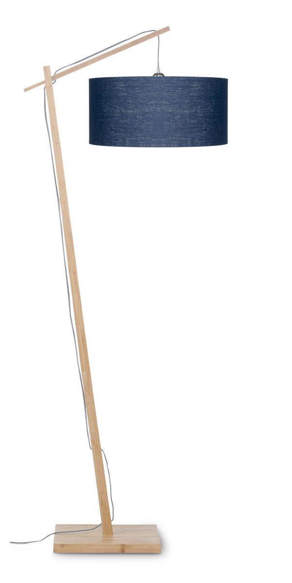 Stehlampe Andes Blau/ Naturfarben Mit Fußschalter - Blau/Naturfarben, Design, Holz/Textil (70/176cm) - Good & Mojo