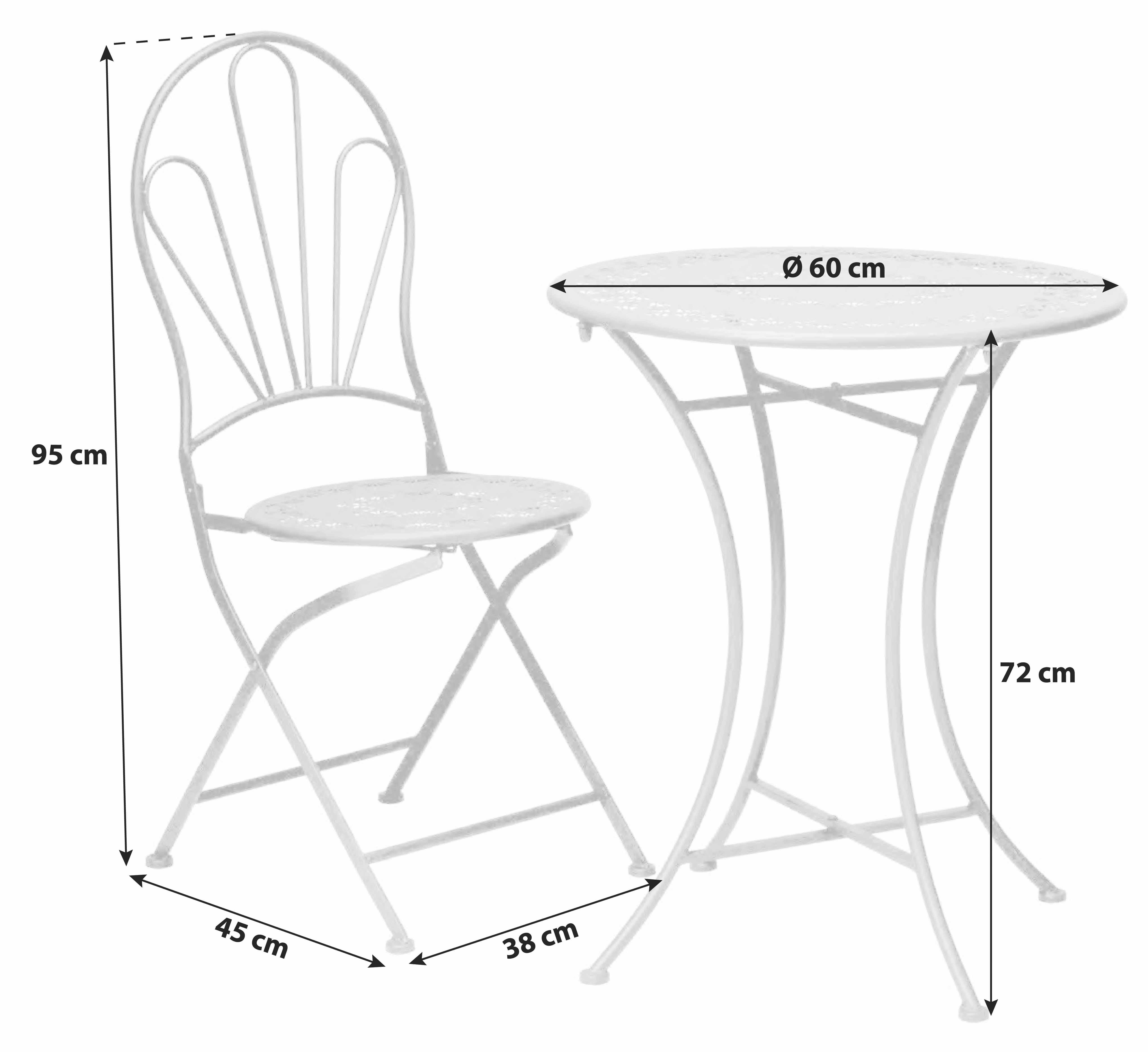 Balkonmöbel Set aus Metall - Schwarz, Basics, Metall (136/45/95cm)
