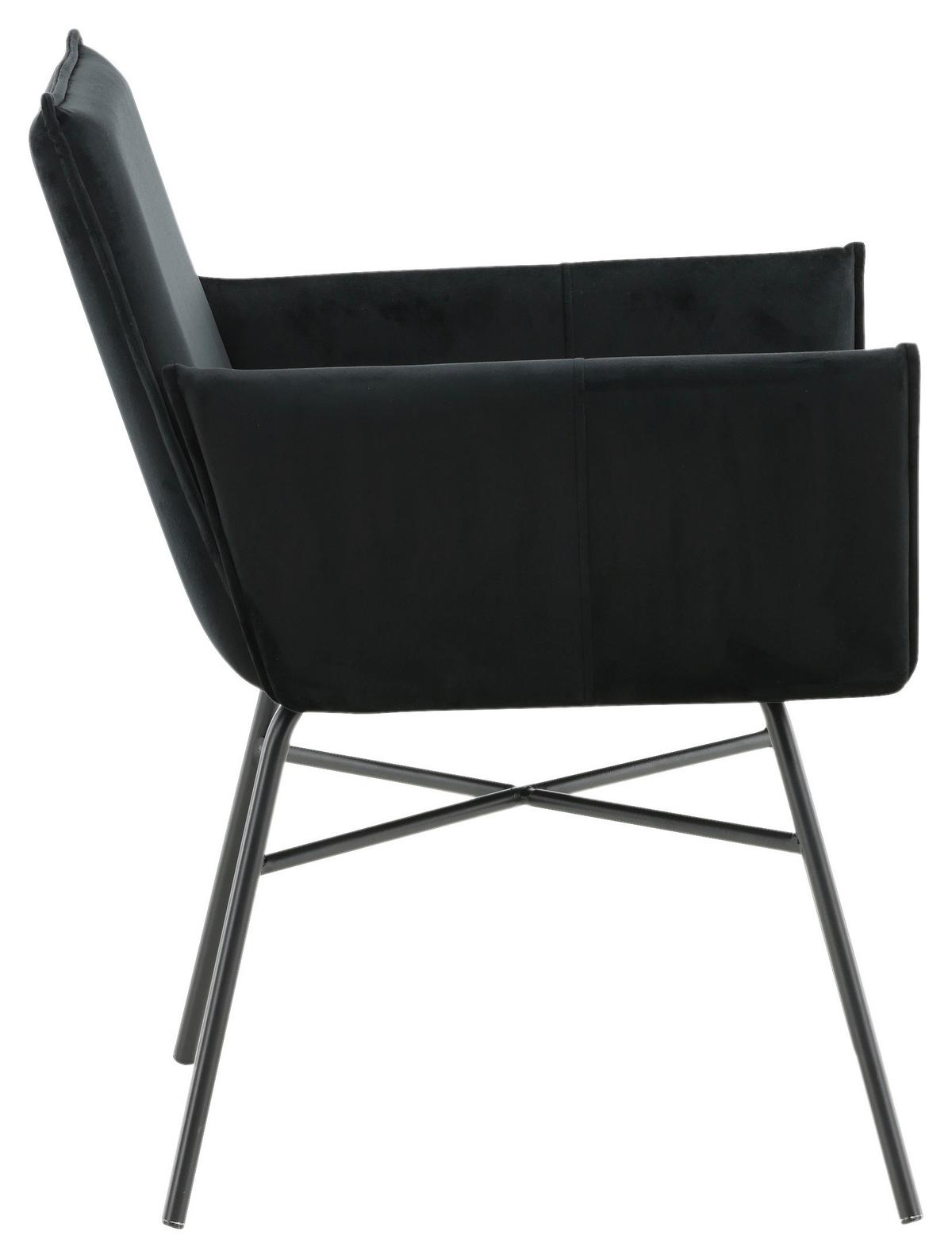 Stuhl Petra - Schwarz, Design, Textil/Metall (57/87/60cm) - Livetastic