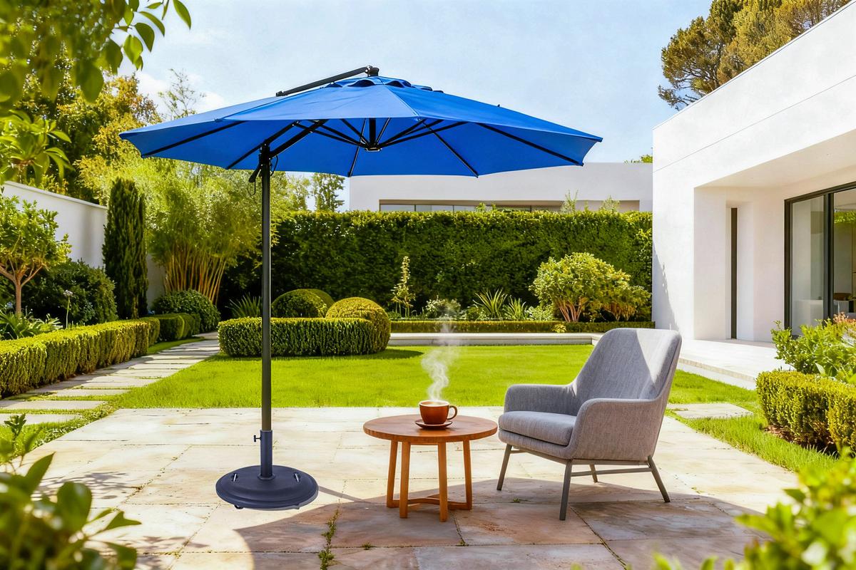 Sonnenschirmständer Berlin - Schwarz, MODERN, Kunststoff/Stein (50/41/50cm) - Beldano