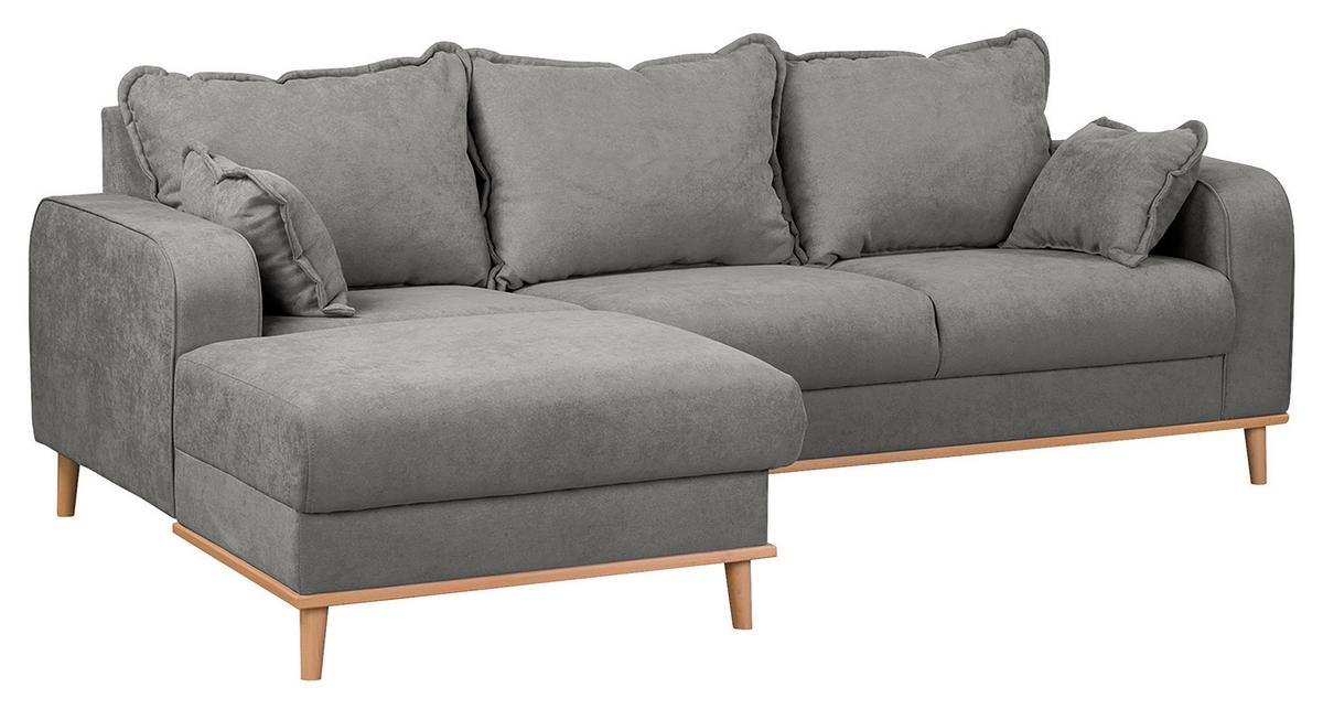 Ecksofa Beata Grau S: 150x230 cm - Wengefarben/Grau, Design, Textil (150/230cm) - Livetastic