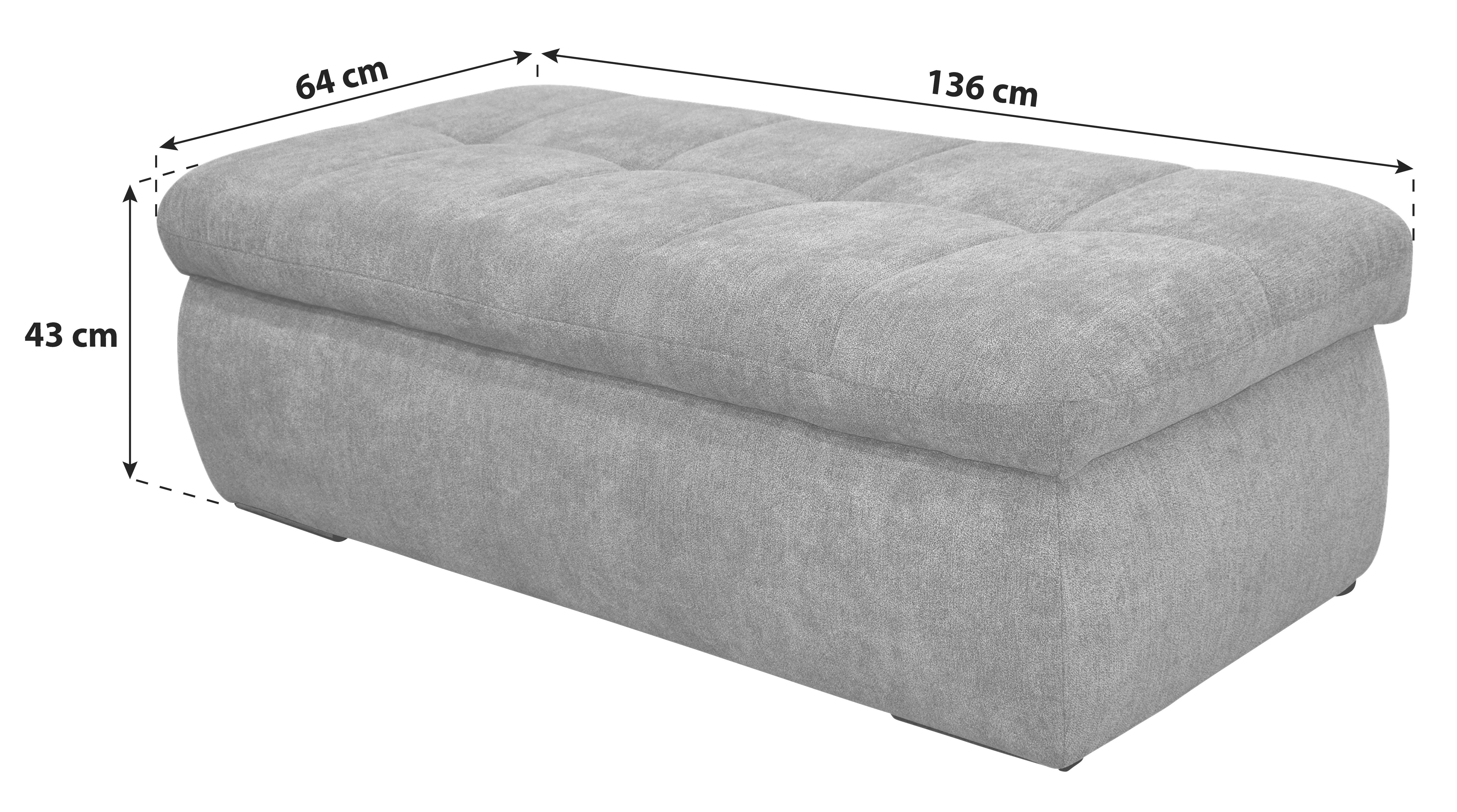 Hockerbank Moric Mikrofaser Dunkelgrau H: 64 Cm Mit Stauraum - Chromfarben/Dunkelgrau, KONVENTIONELL, Textil (136/64/43cm) - MID.YOU