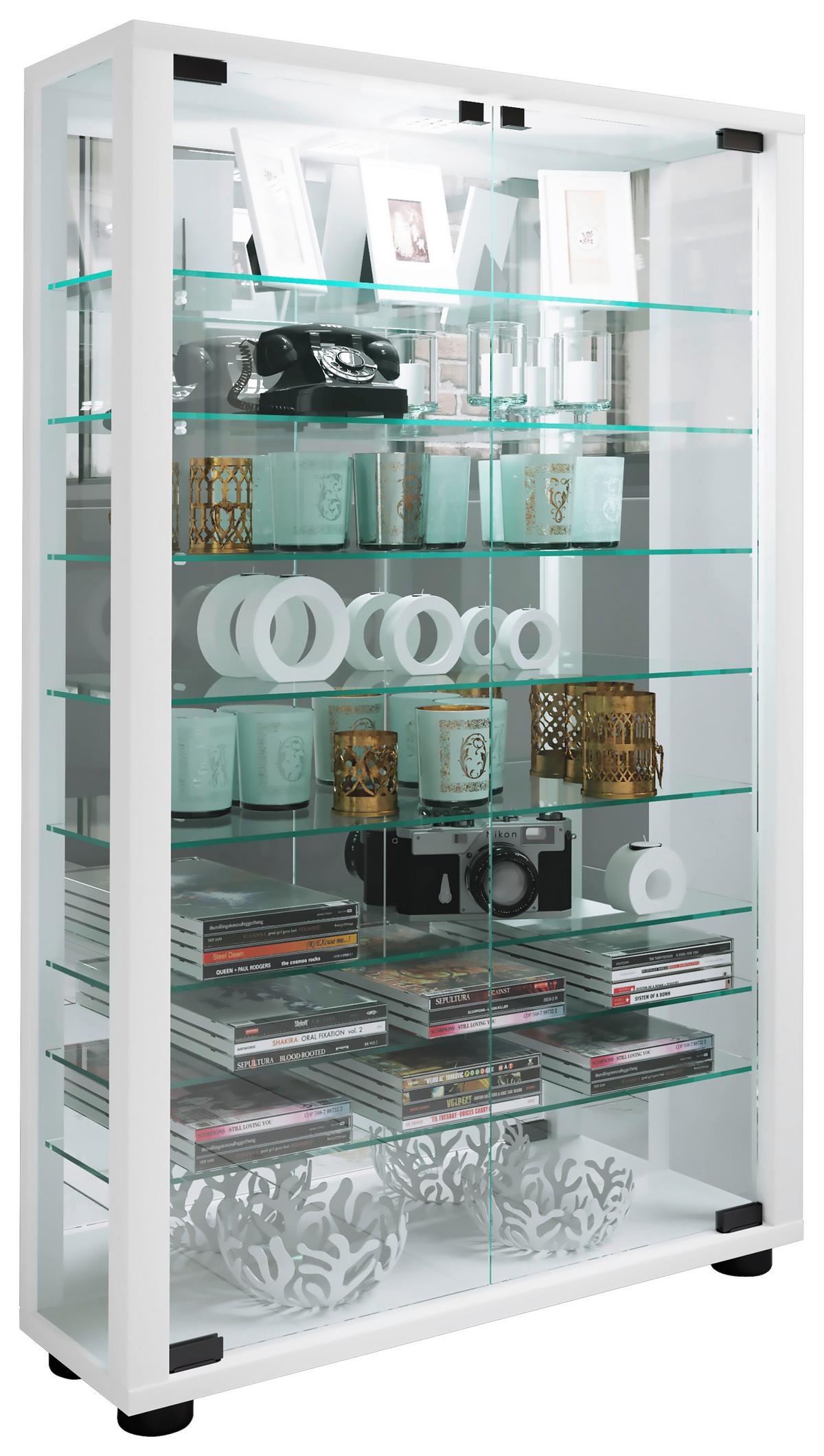 Vitrine Lumo Weiß B: 59 Cm - Weiß, MODERN, Glas/Holzwerkstoff (59/91,3/18cm) - MID.YOU