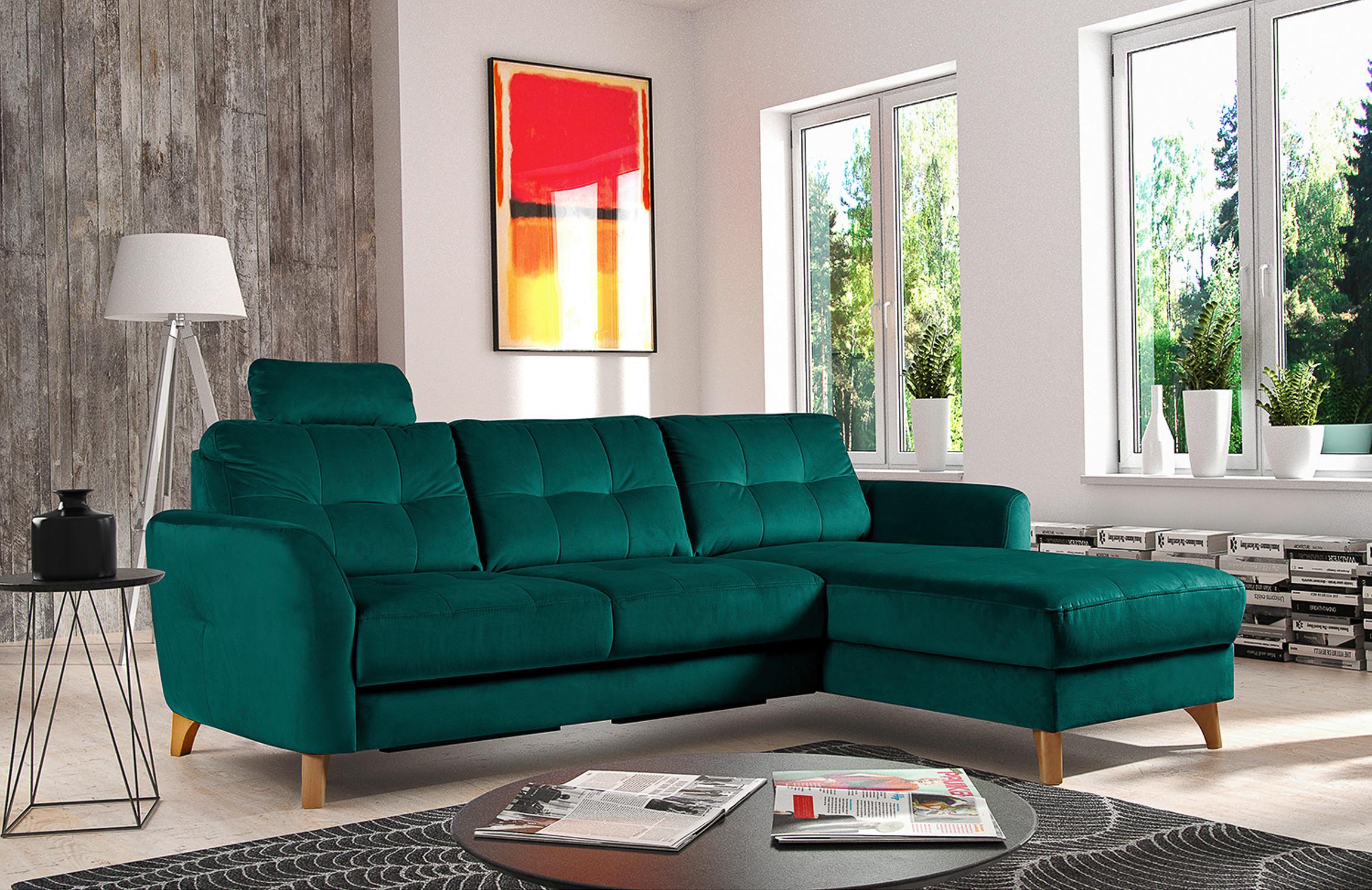 Ecksofa Nordic, Petrol S: 238x168 cm - Buchefarben/Petrol, Design, Textil (238/168cm) - Livetastic