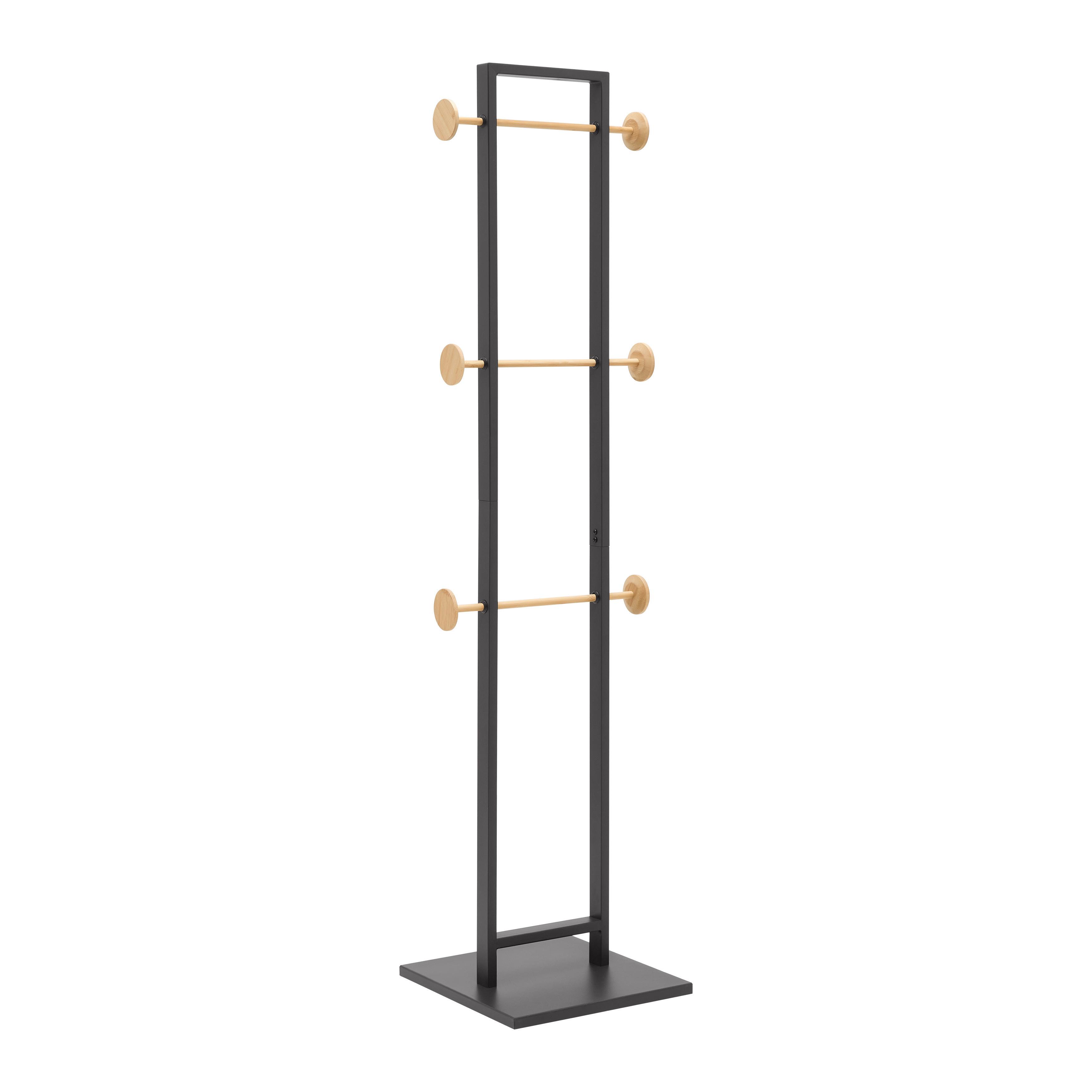VEŠIAK NA ODEVY KAYA -SB- - prírodná farba/antracitová, Modern, kov/kompozitné drevo (40/177/40cm) - Mömax