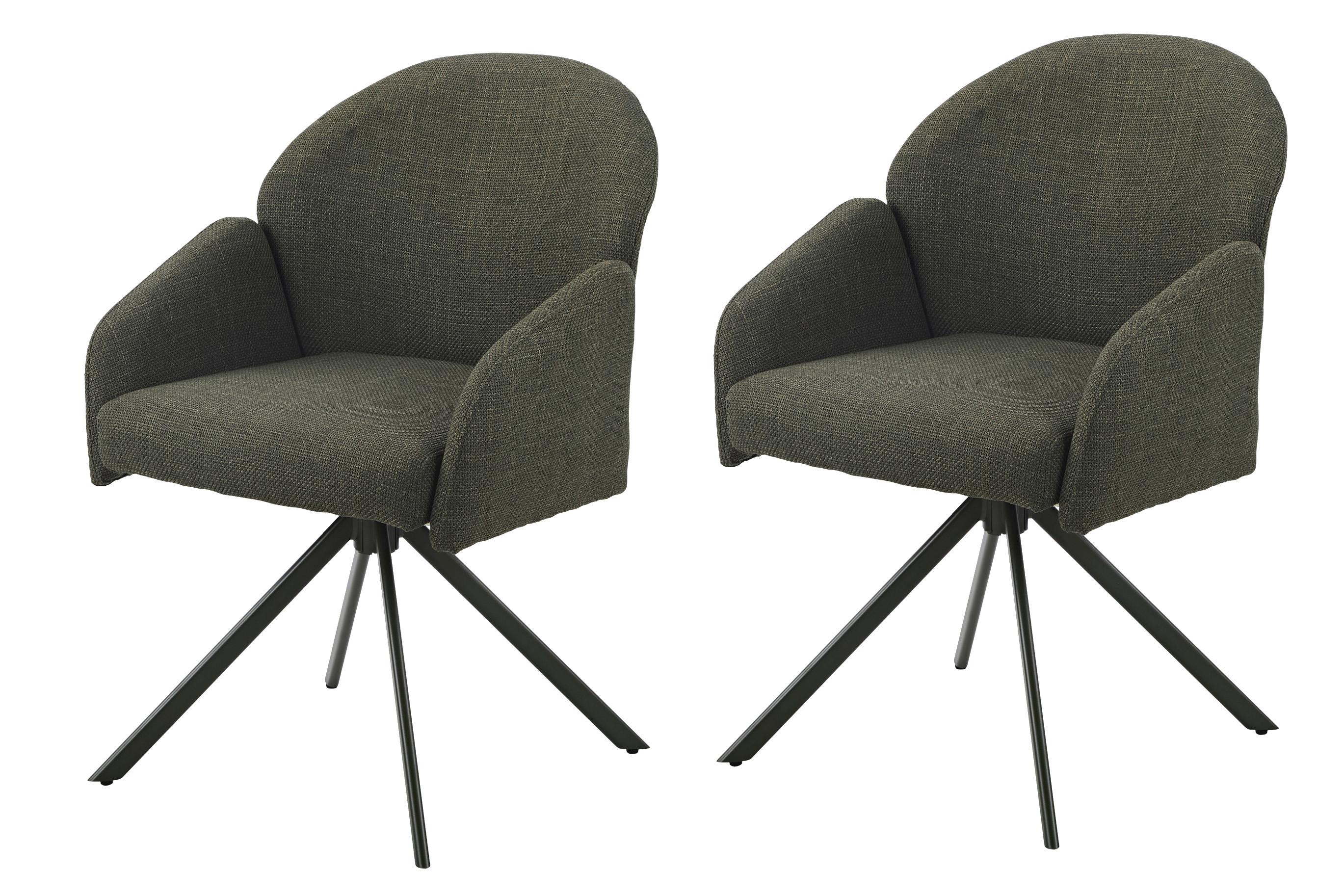 Armlehnstuhl-set Holly S 2er-Set - Grün, MODERN, Textil (56,5/84/61cm) - MID.YOU