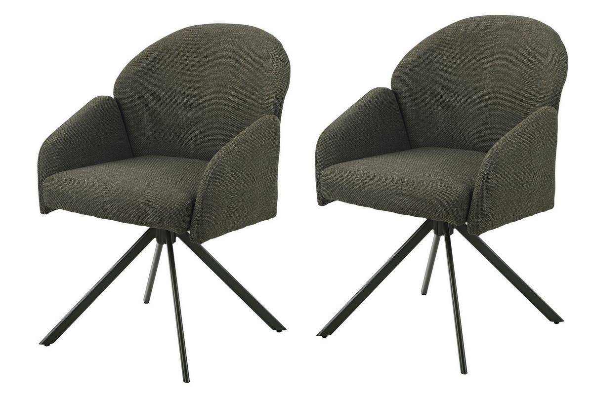 Armlehnstuhl-set Holly S 2er-Set - Grün, MODERN, Textil (56,5/84/61cm) - MID.YOU