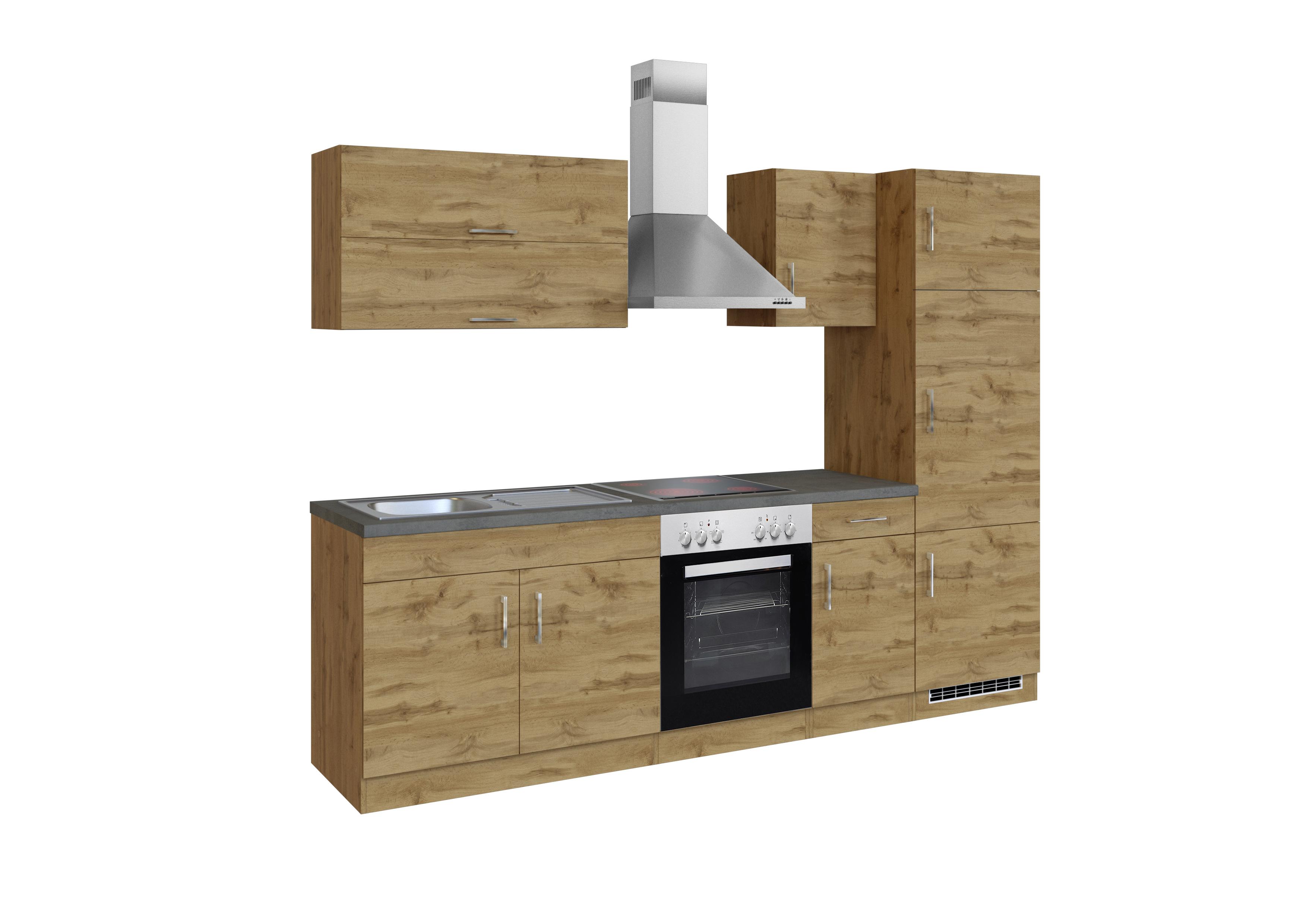 Küchenblock Länge ca. 270 cm in Eiche Dekor