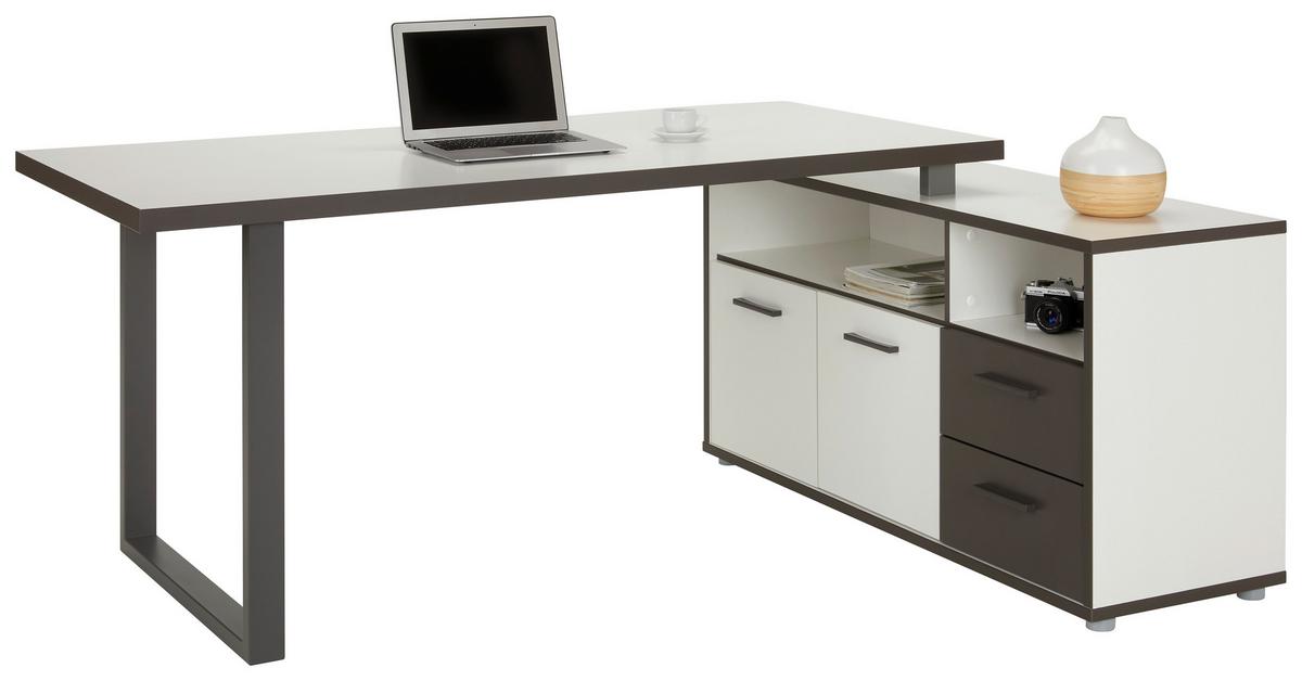 Psací stůl KEFLAVIK -EXKLUSIV- - šedá/bílá, Moderní, kov/kompozitní dřevo (124,2/74,1/181cm) - Mömax