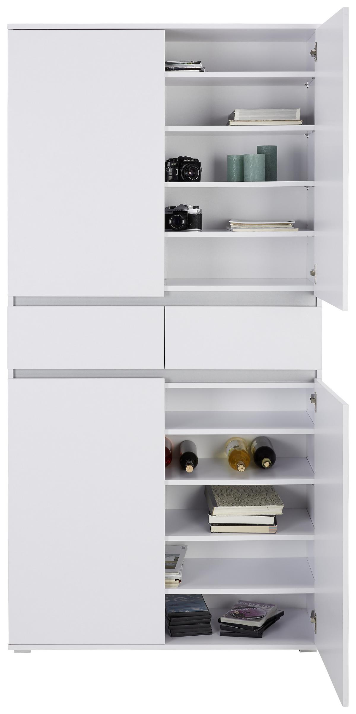 Viacúčelová skriňa BIANCO - biela, Modern, kompozitné drevo (100/200/37cm) - Mömax