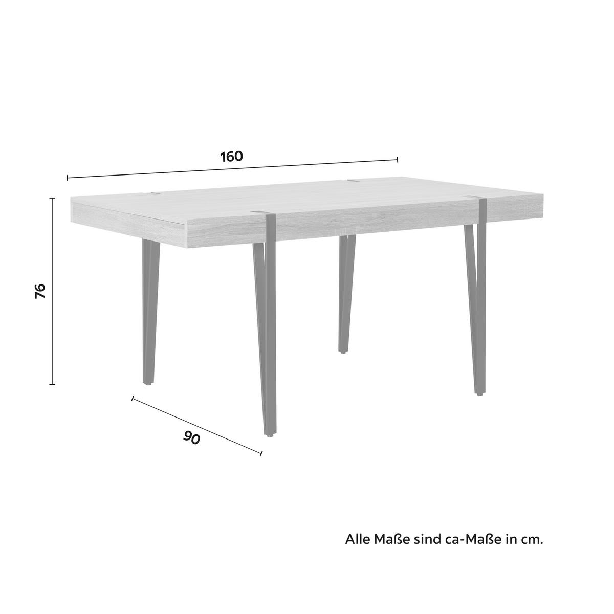 Jídelní stůl ELIN 160x90 cm - černá/barvy dubu, Moderní, kov/kompozitní dřevo (160/90/76cm) - Bessagi Home