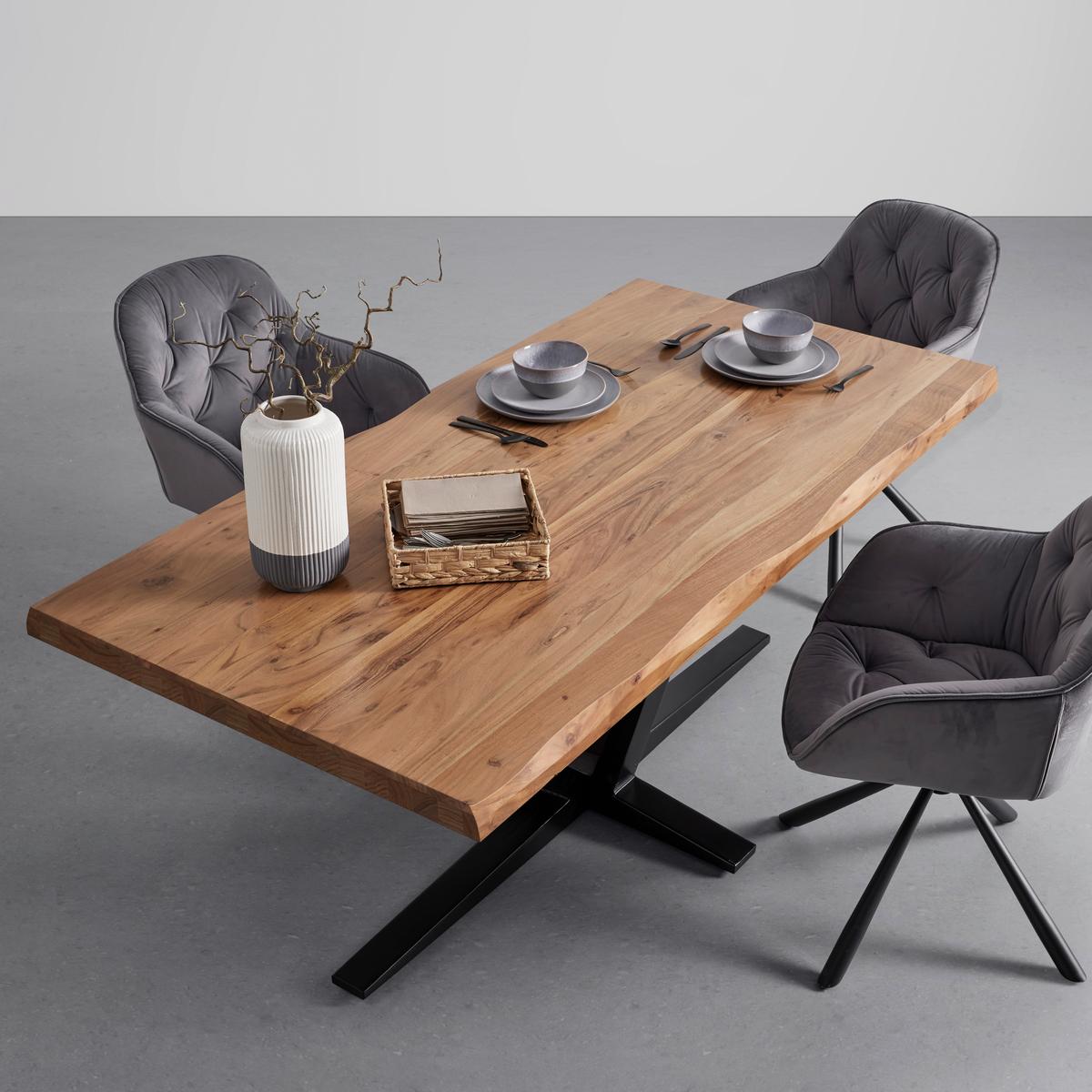 Židle EILEEN šedá - šedá/černá, Lifestyle, kov/textil (68/86/64cm) - Premium Living